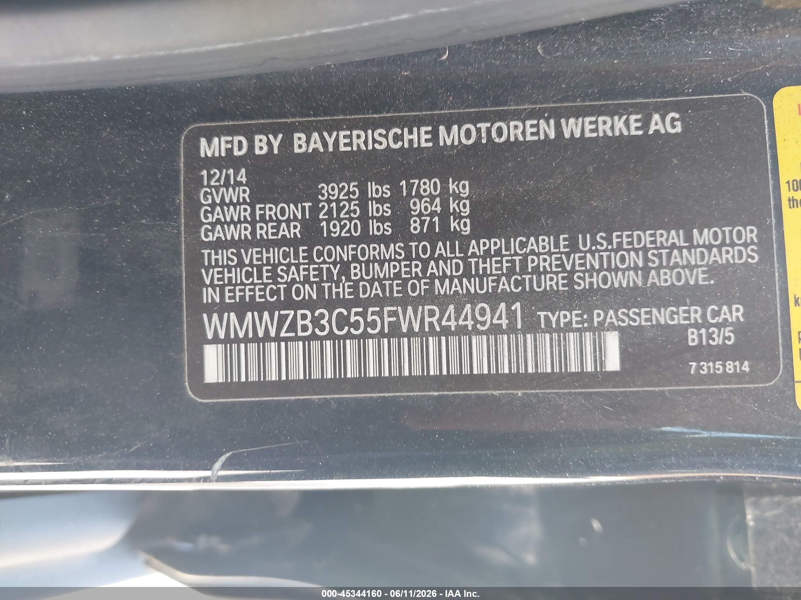 2015 Mini Countryman Cooper Blue vin: WMWZB3C55FWR44941