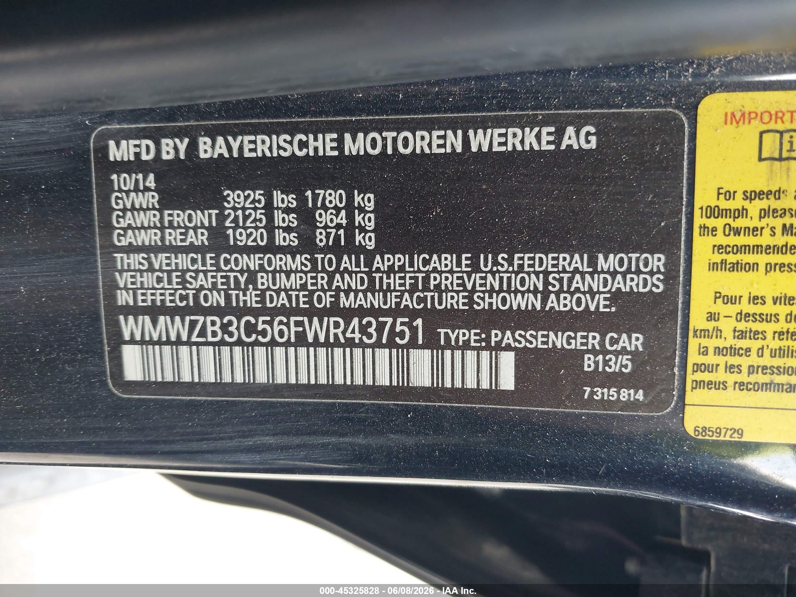 2015 Mini Countryman Cooper Blue vin: WMWZB3C56FWR43751