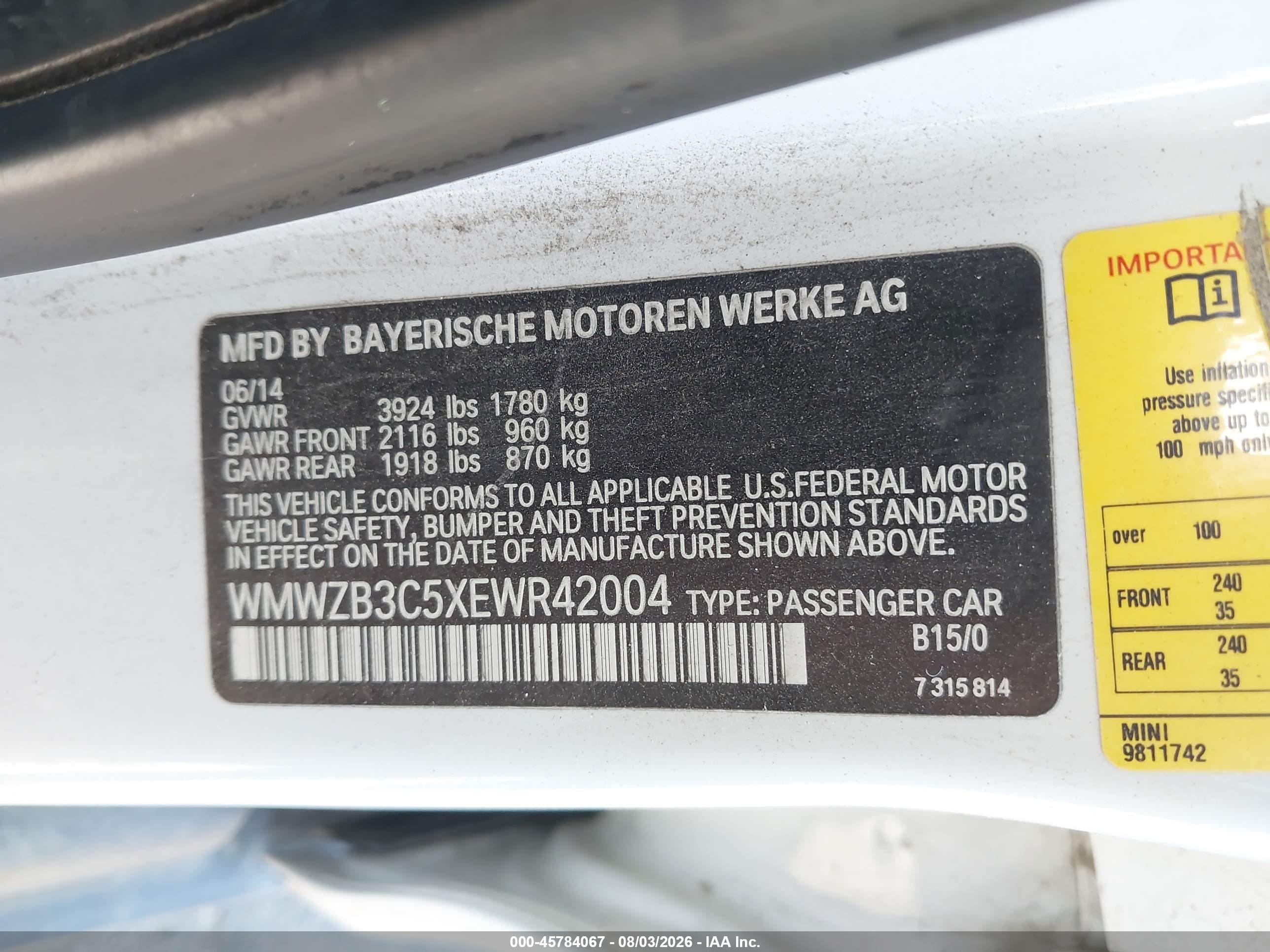 2014 Mini Countryman Cooper White vin: WMWZB3C5XEWR42004