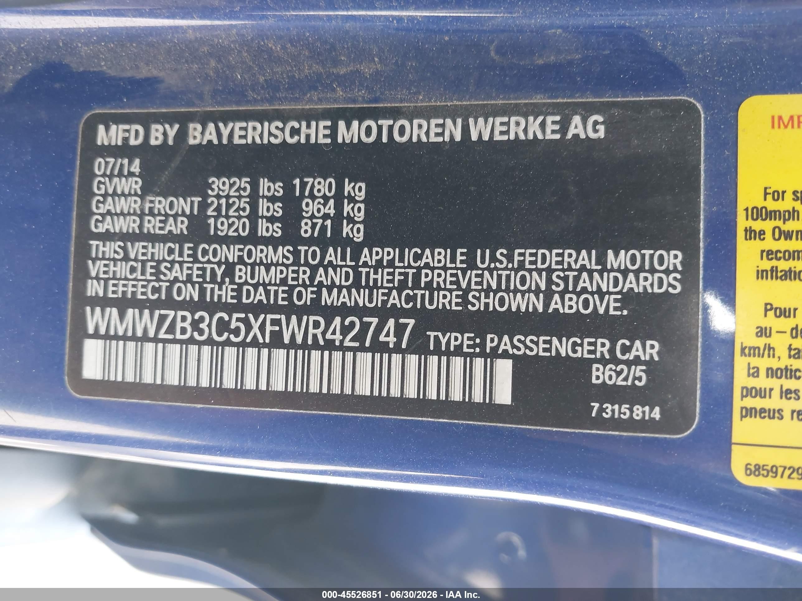 2015 Mini Countryman Cooper Blue vin: WMWZB3C5XFWR42747