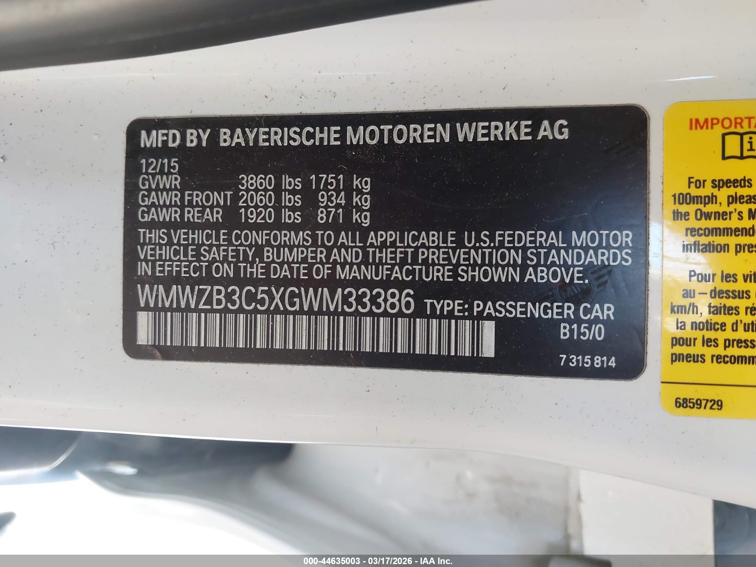 2016 Mini Countryman Cooper White vin: WMWZB3C5XGWM33386