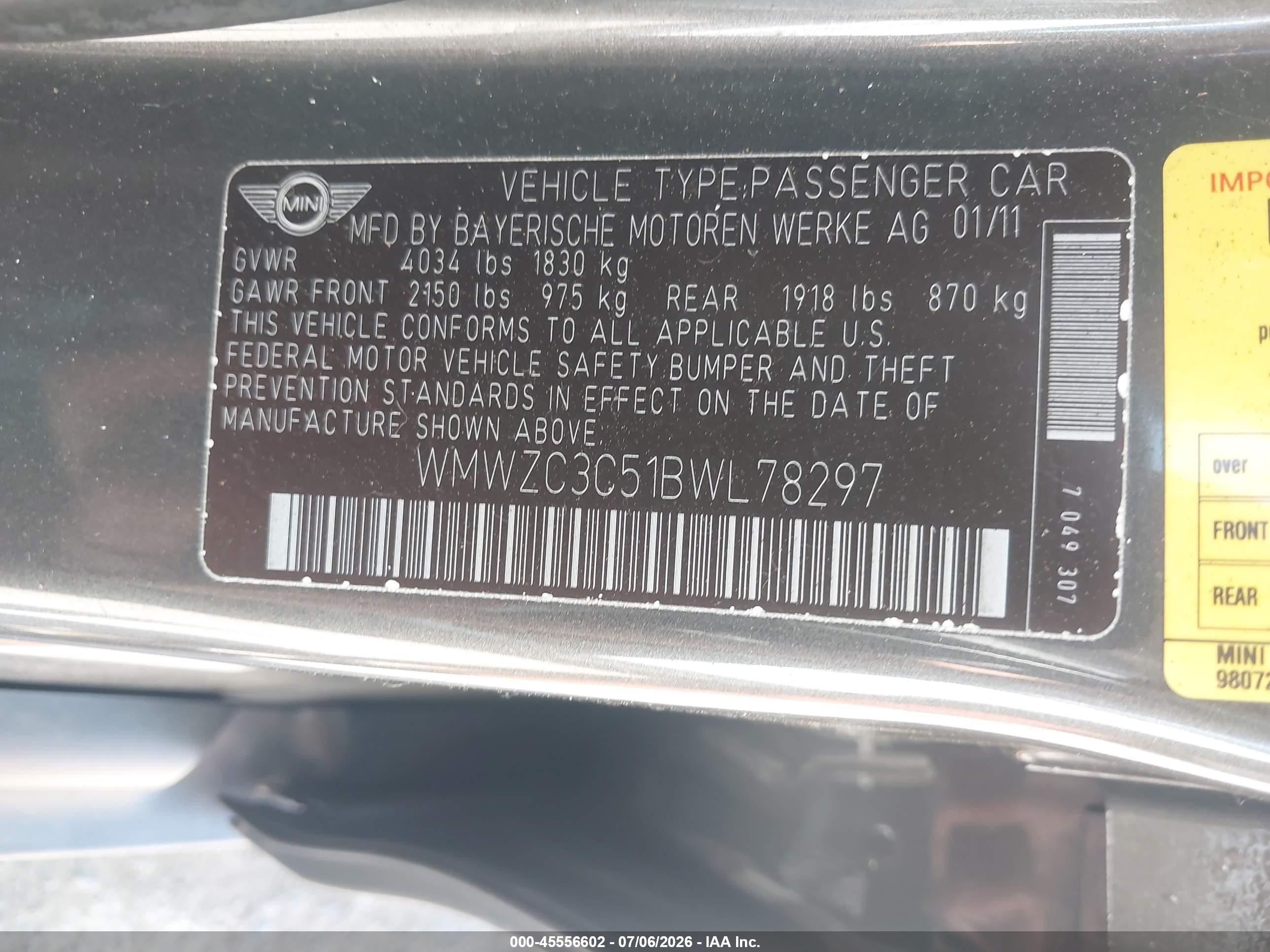 2011 Mini Cooper S Countryman   Gray vin: WMWZC3C51BWL78297