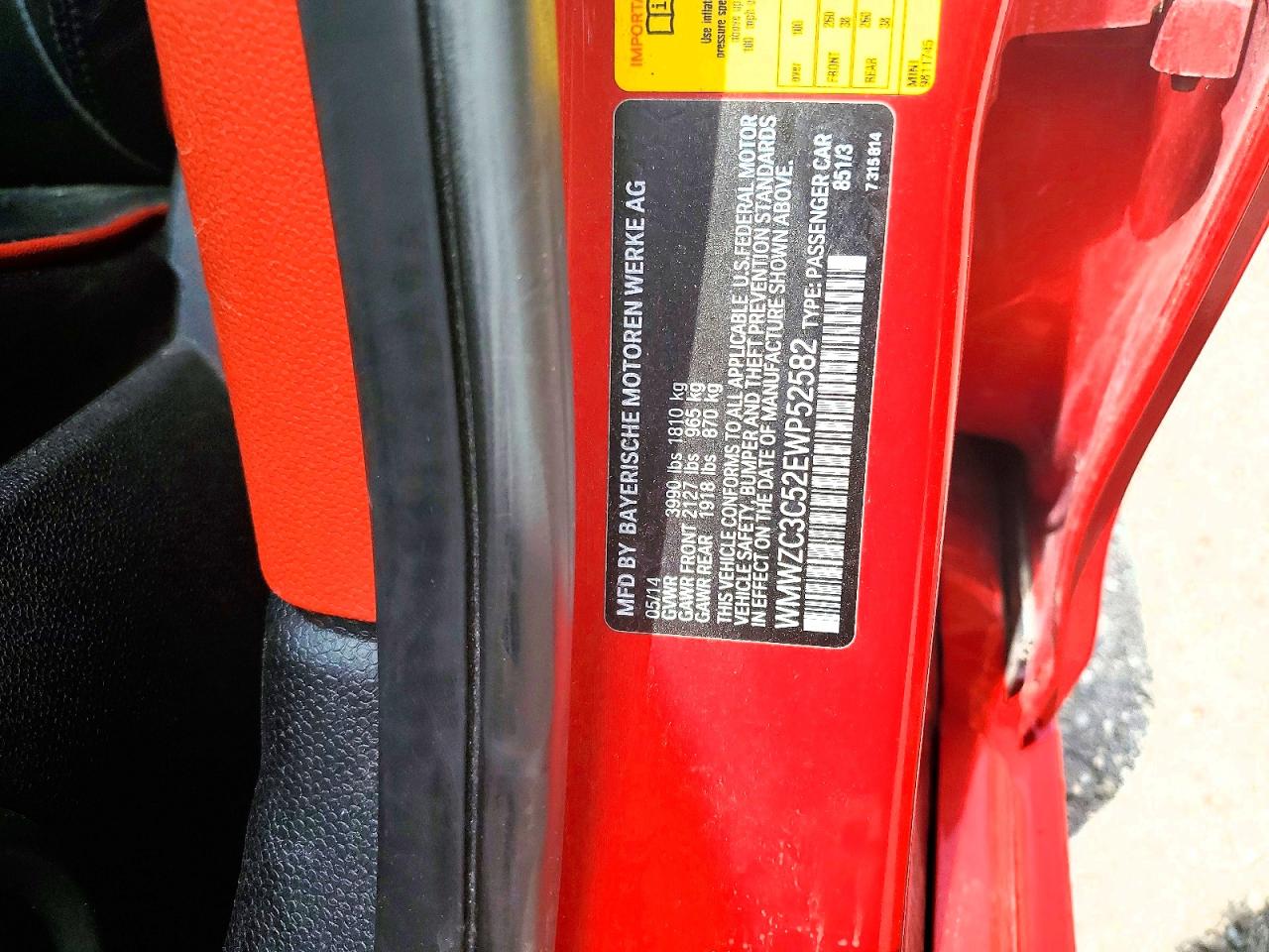 2014 Mini Cooper S Countryman Red vin: WMWZC3C52EWP52582