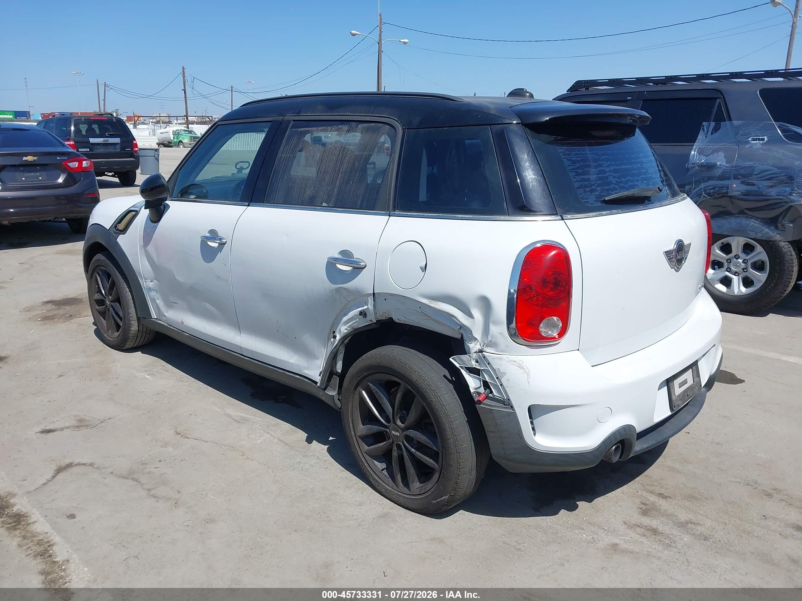 2012 Mini Cooper S Countryman White vin: WMWZC3C53CWM27940