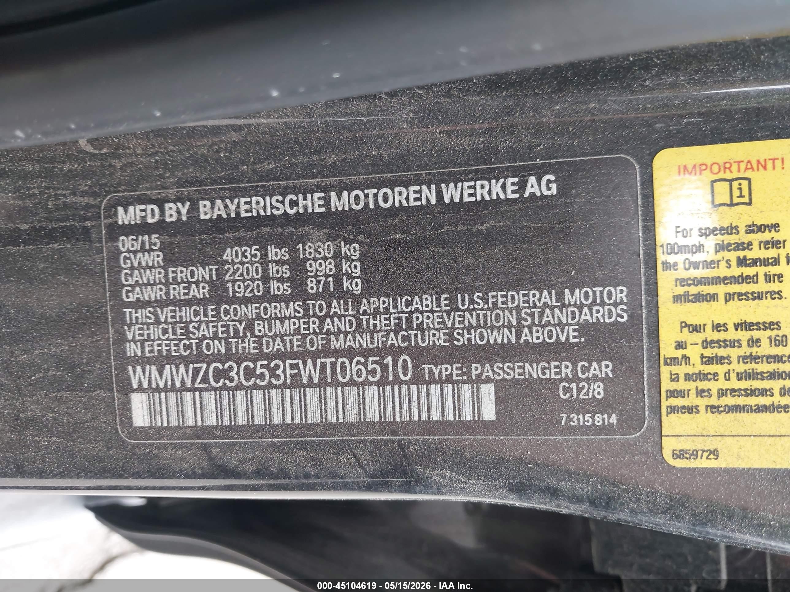 2015 Mini Countryman Cooper S Gray vin: WMWZC3C53FWT06510