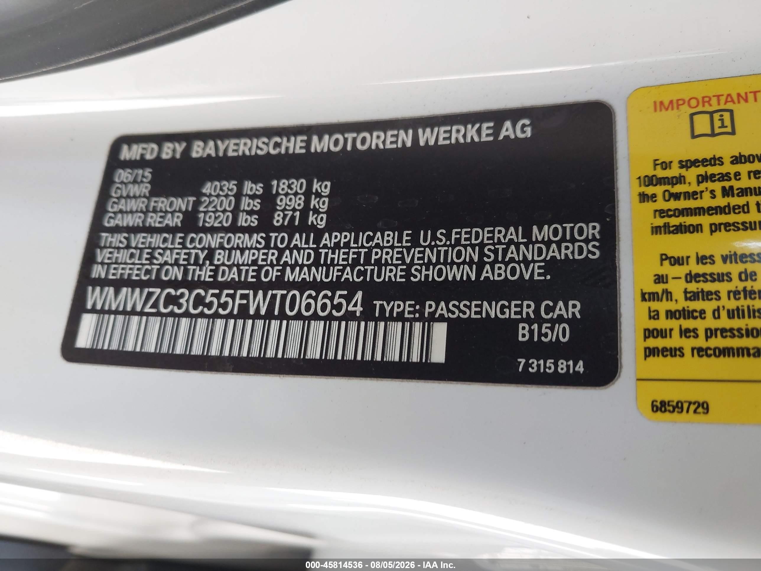2015 Mini Countryman Cooper S White vin: WMWZC3C55FWT06654