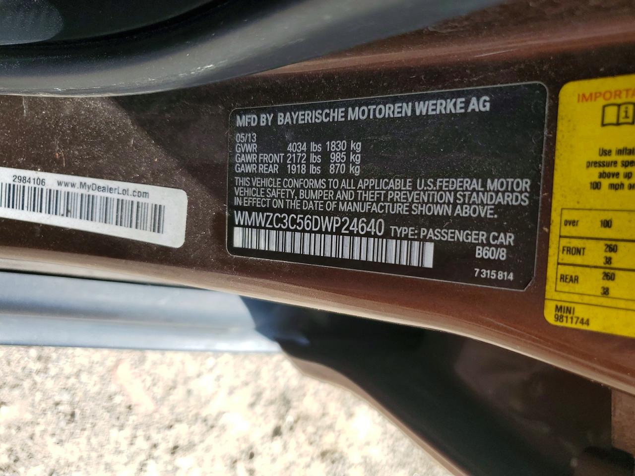 2013 Mini Cooper S Countryman Brown vin: WMWZC3C56DWP24640