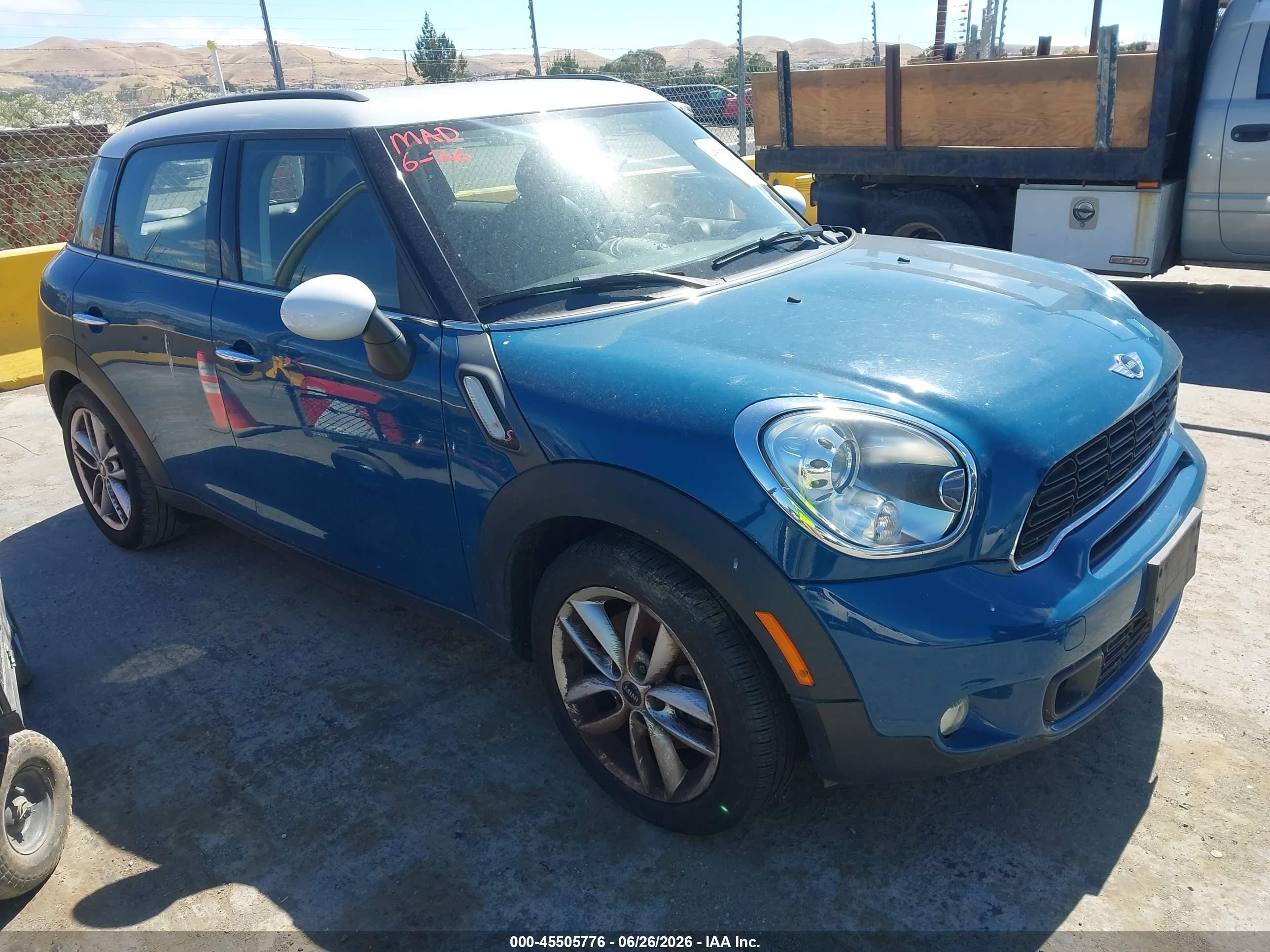 2012 Mini Cooper S Countryman   Blue vin: WMWZC3C57CWL85403