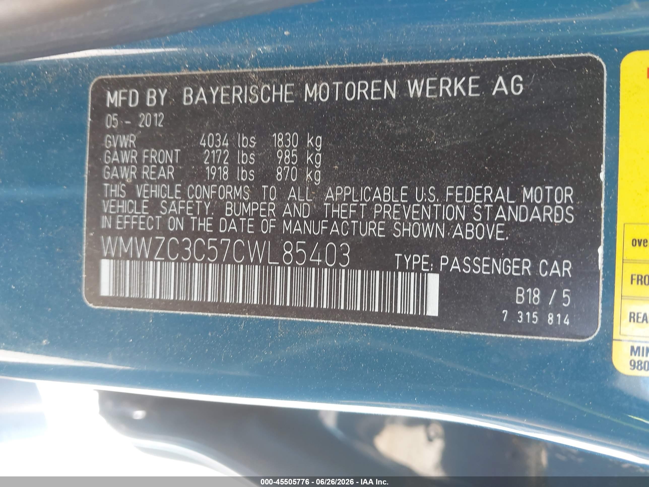2012 Mini Cooper S Countryman   Blue vin: WMWZC3C57CWL85403