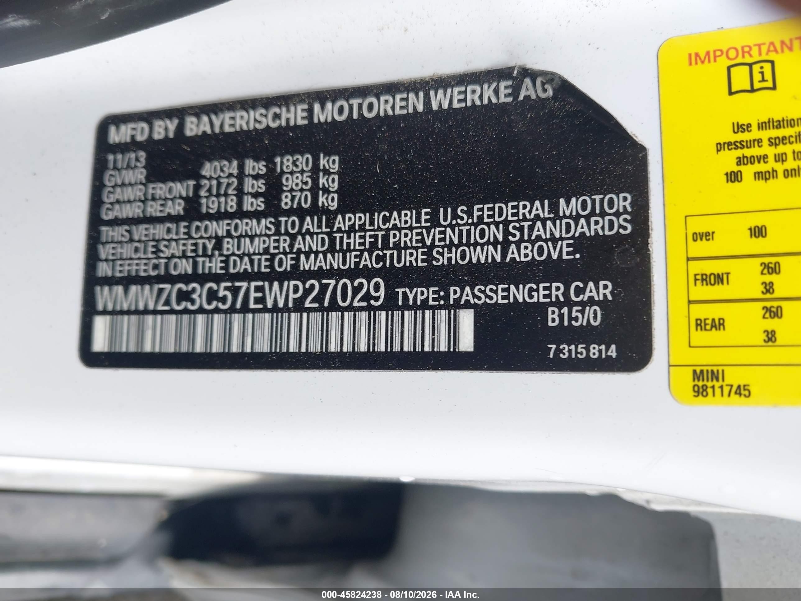 2014 Mini Countryman Cooper S White vin: WMWZC3C57EWP27029