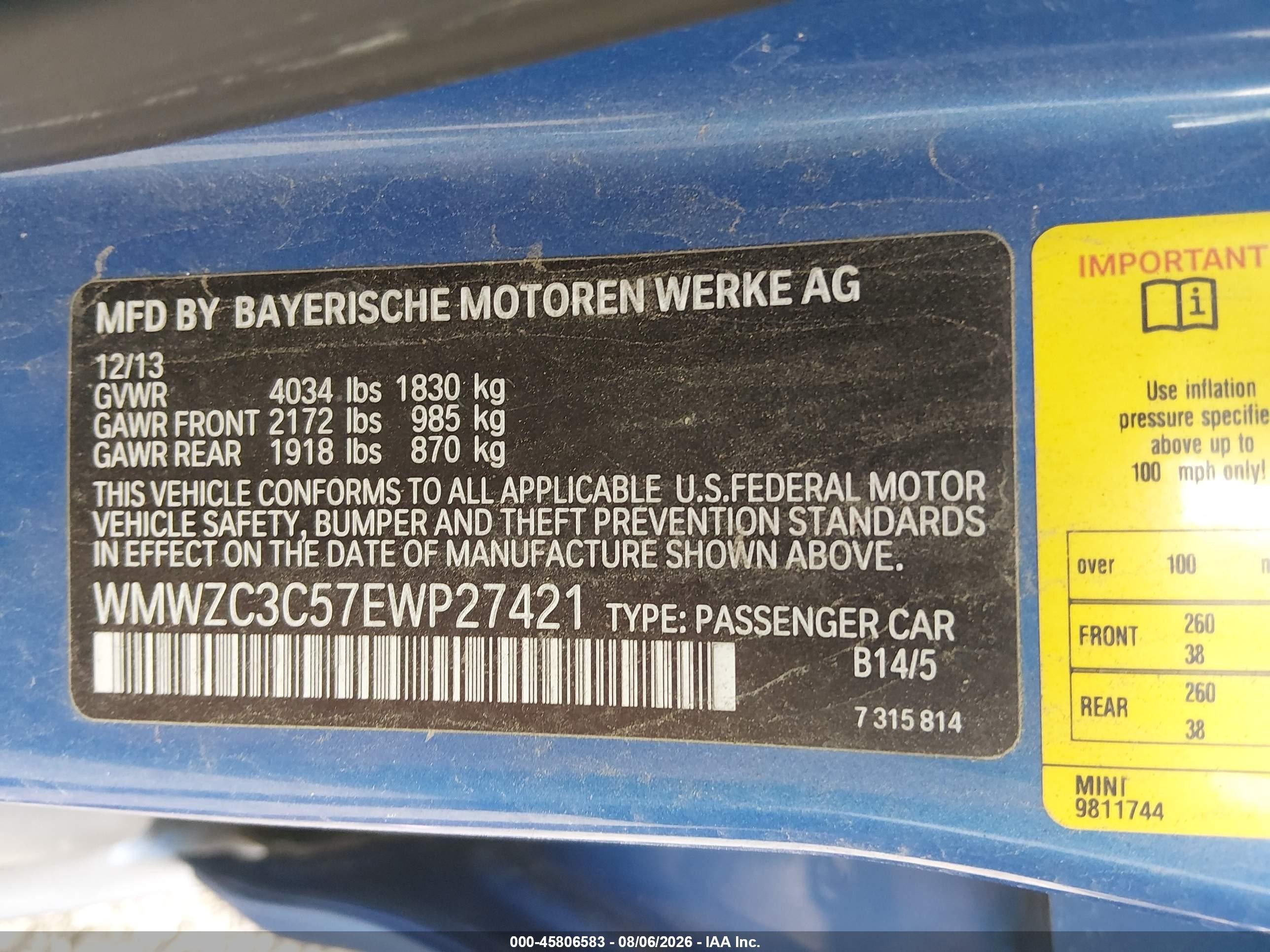 2014 Mini Countryman Cooper S Blue vin: WMWZC3C57EWP27421