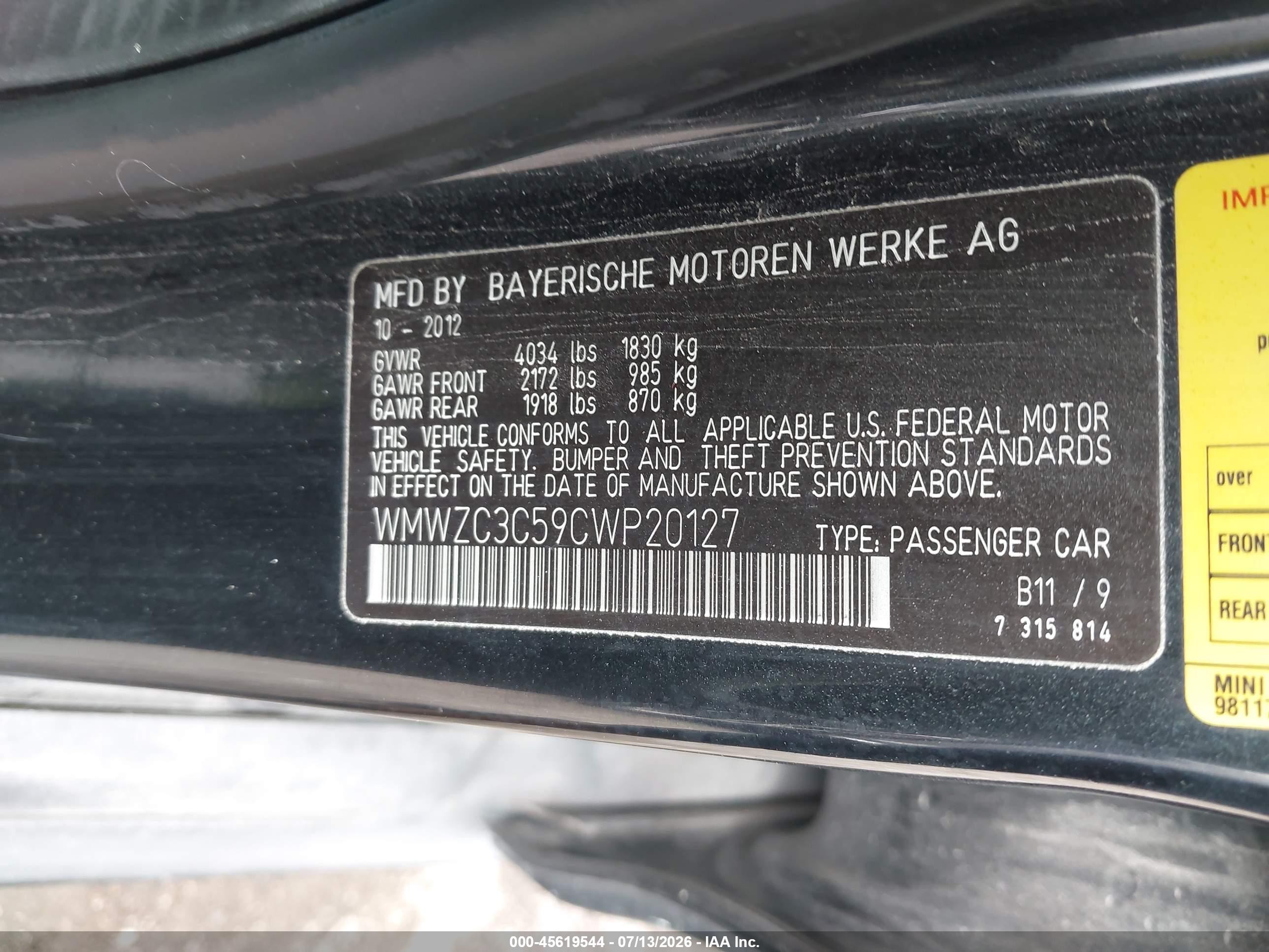 2012 Mini Cooper S Countryman   Black vin: WMWZC3C59CWP20127