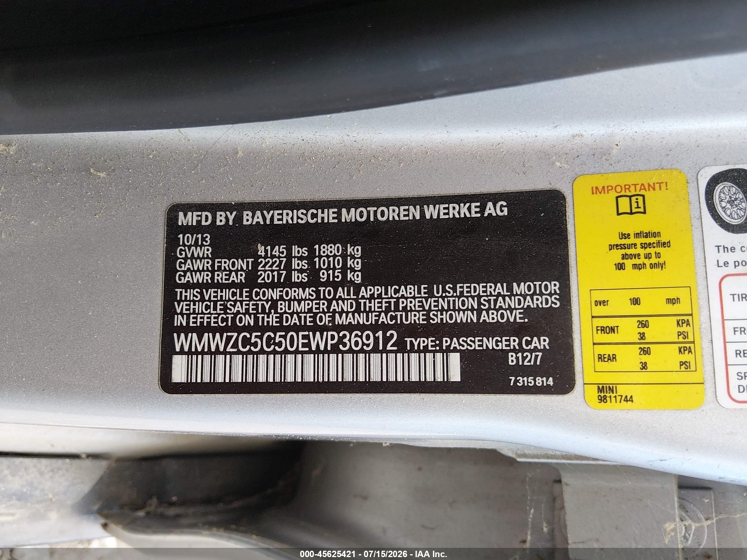 2014 Mini Countryman Cooper S Gray vin: WMWZC5C50EWP36912