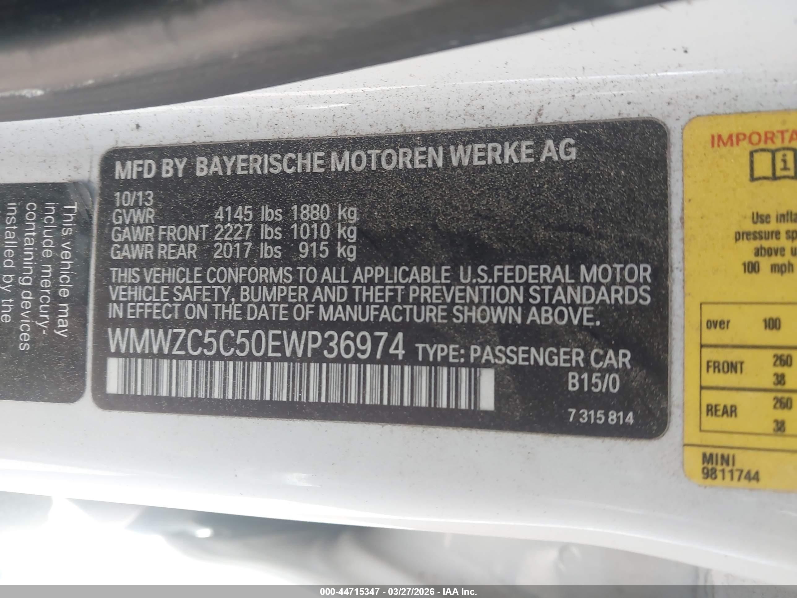 2014 Mini Countryman Cooper S White vin: WMWZC5C50EWP36974