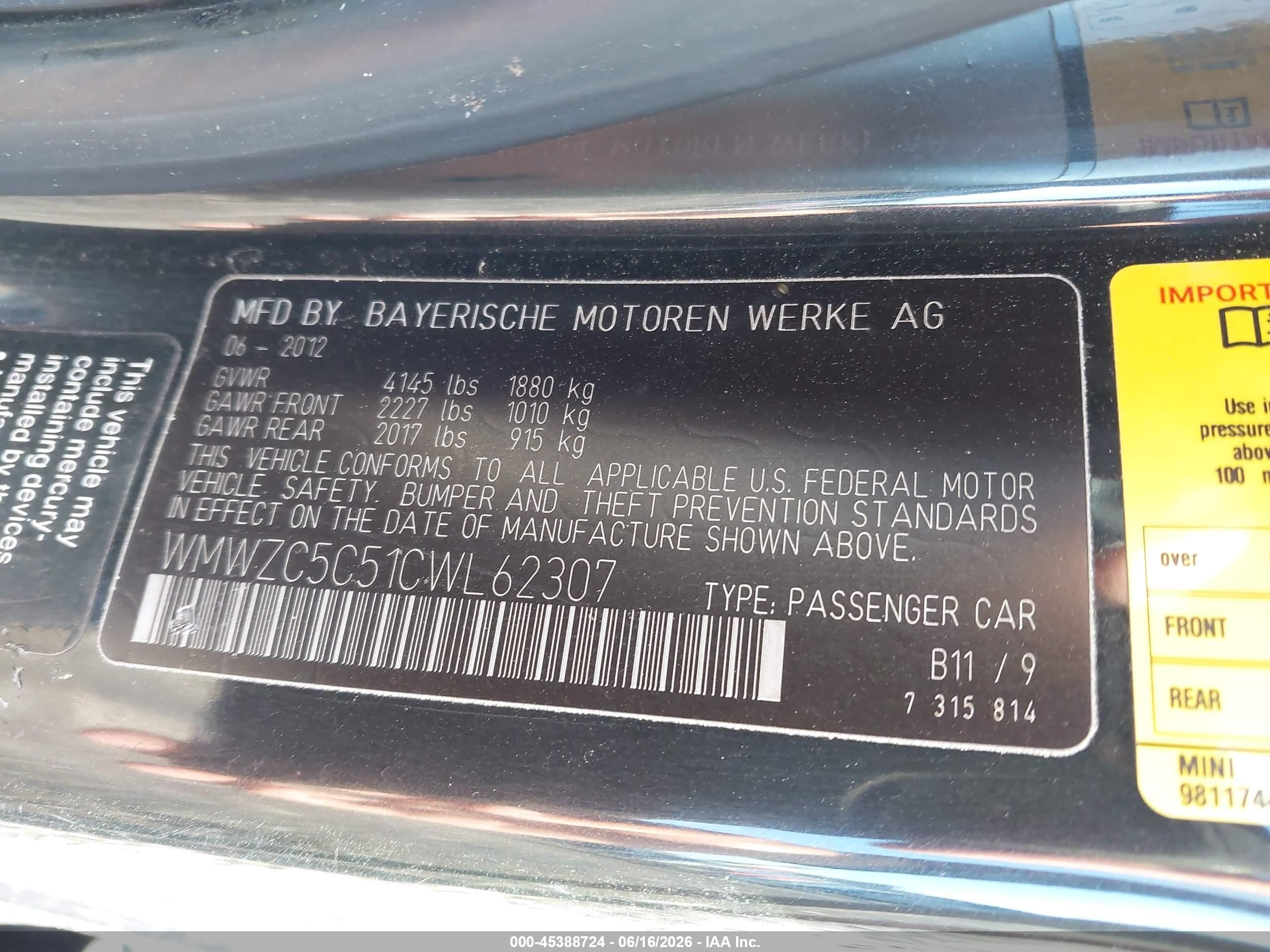 2012 Mini Cooper S Countryman   Черный vin: WMWZC5C51CWL62307