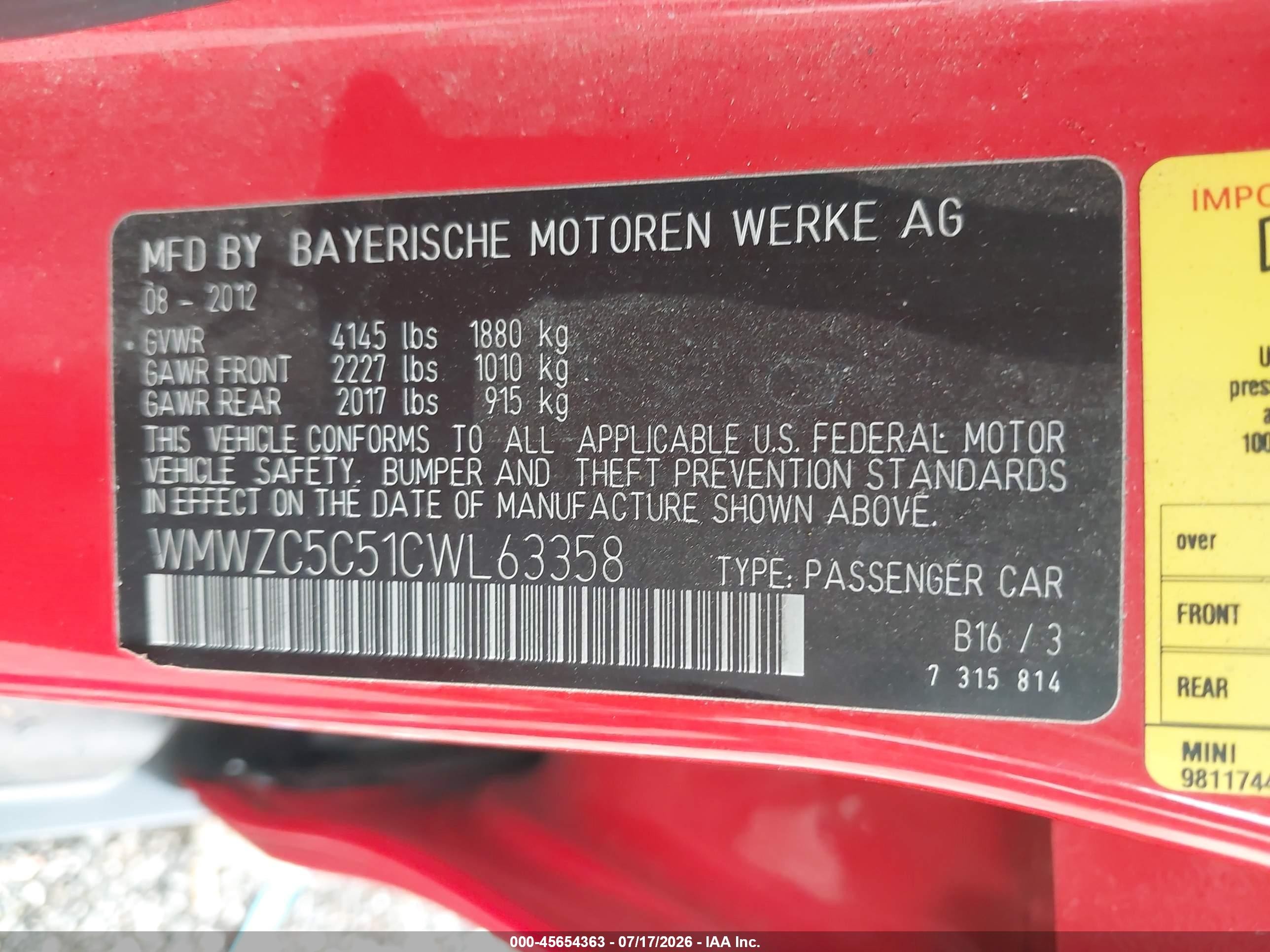 2012 Mini Cooper S Countryman Красный vin: WMWZC5C51CWL63358