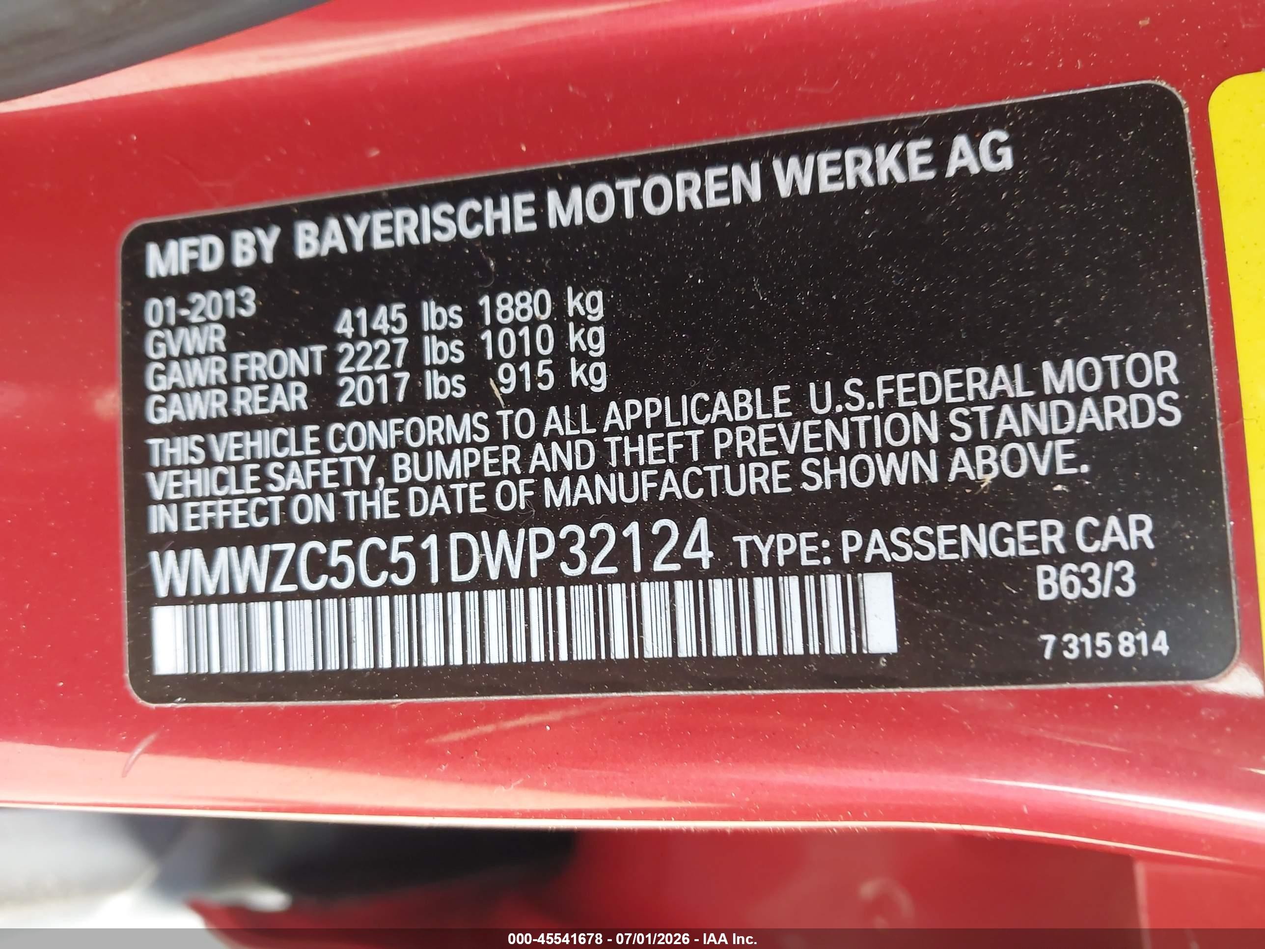 2013 Mini Countryman Cooper S Red vin: WMWZC5C51DWP32124