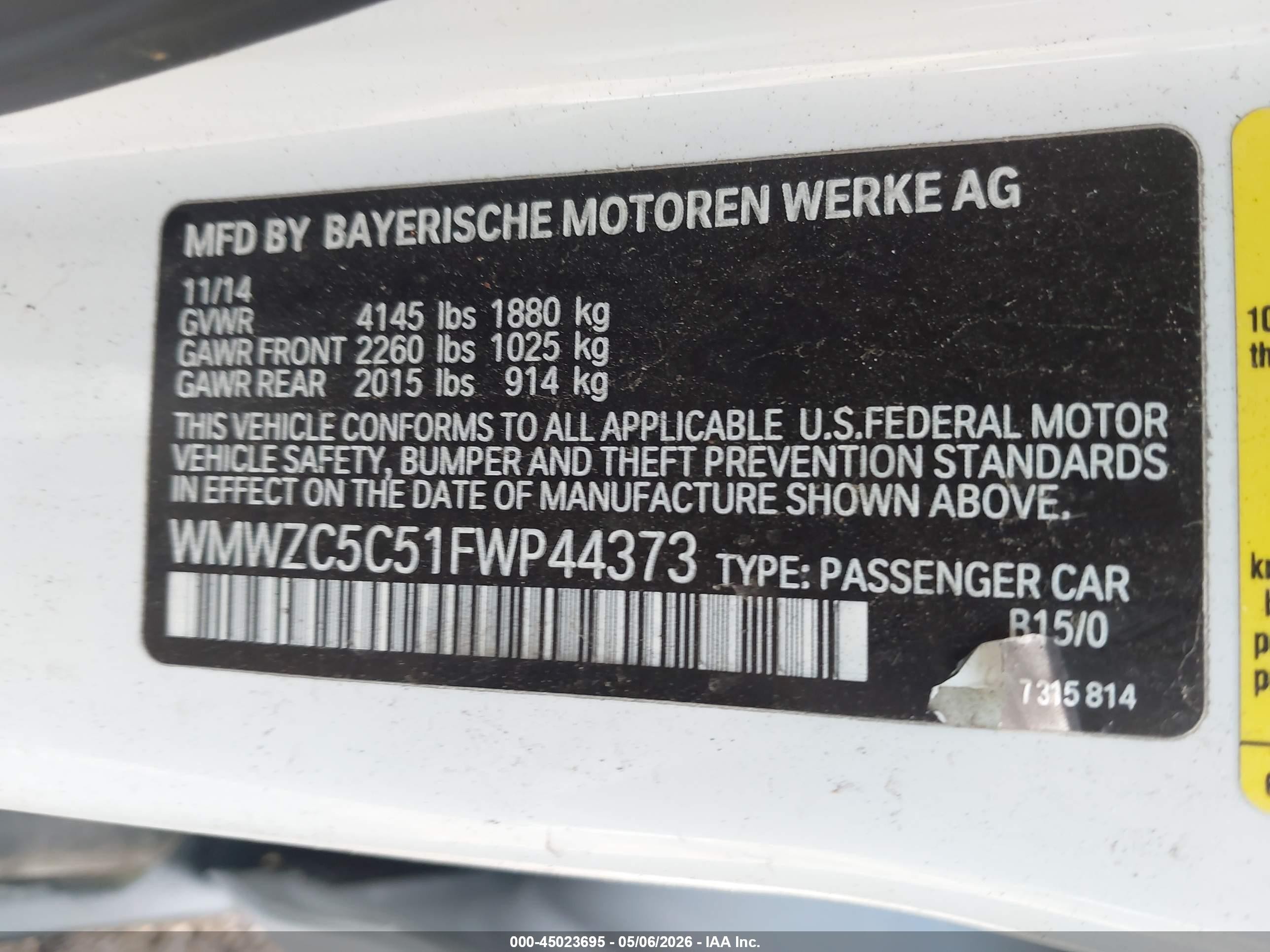 2015 Mini Countryman Cooper S White vin: WMWZC5C51FWP44373
