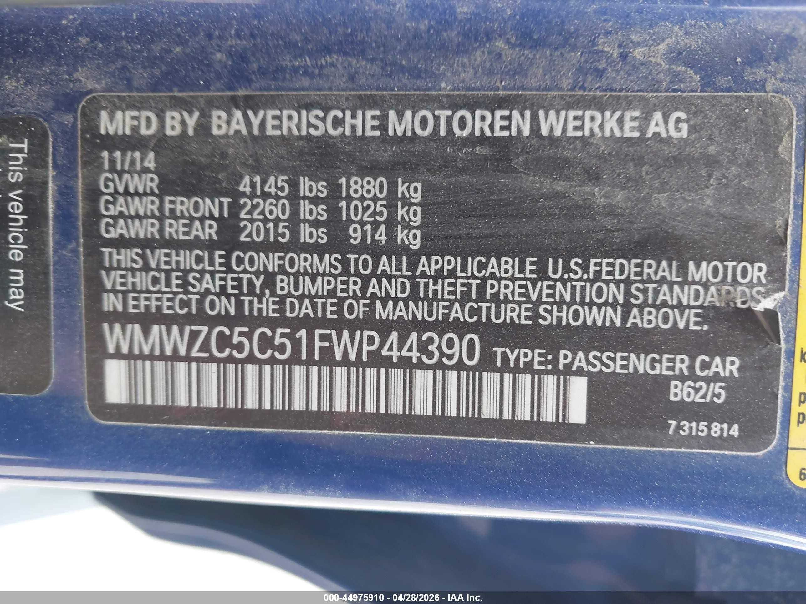 2015 Mini Countryman Cooper S Dark Blue vin: WMWZC5C51FWP44390