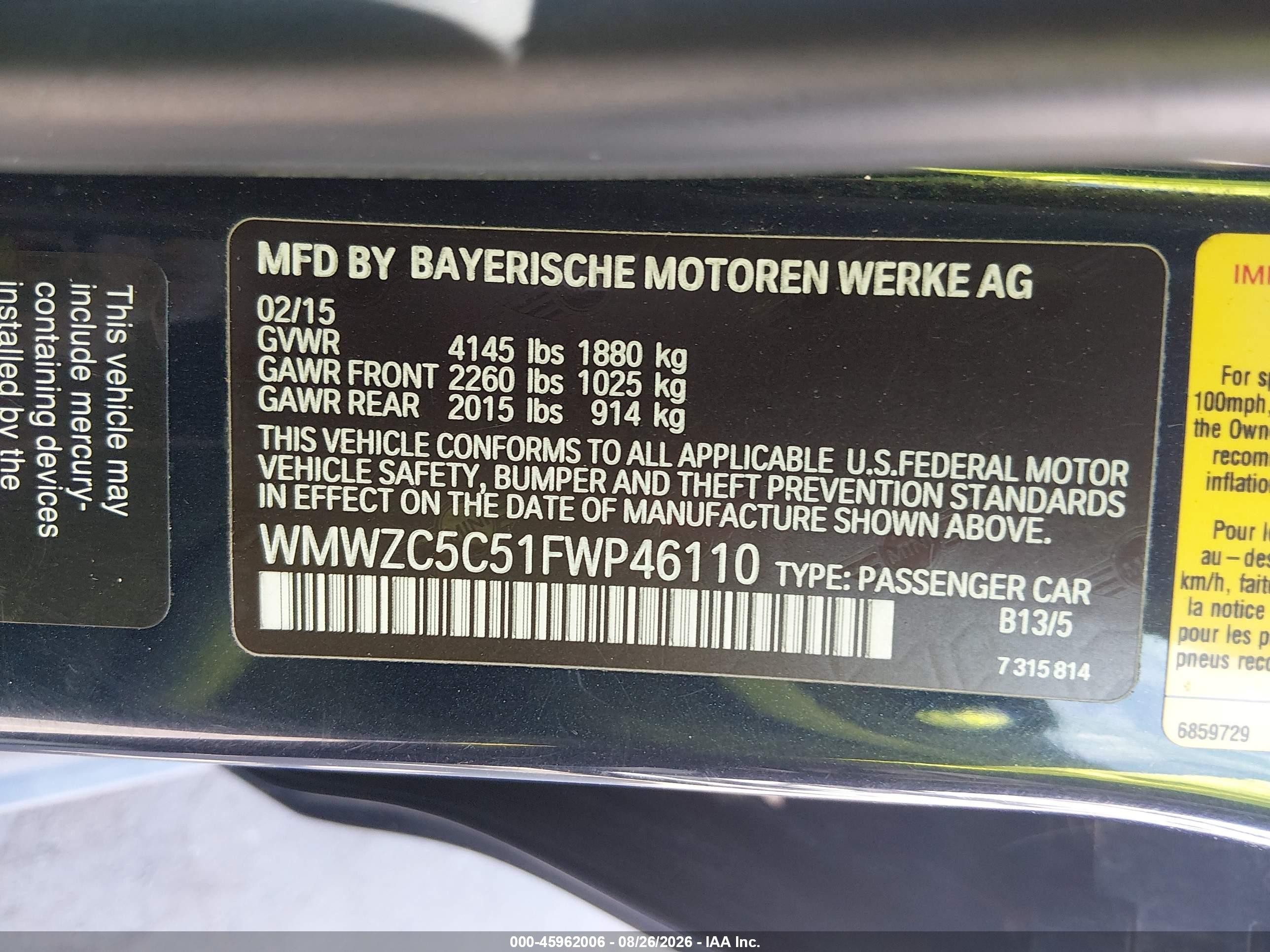 2015 Mini Countryman Cooper S Dark Blue vin: WMWZC5C51FWP46110