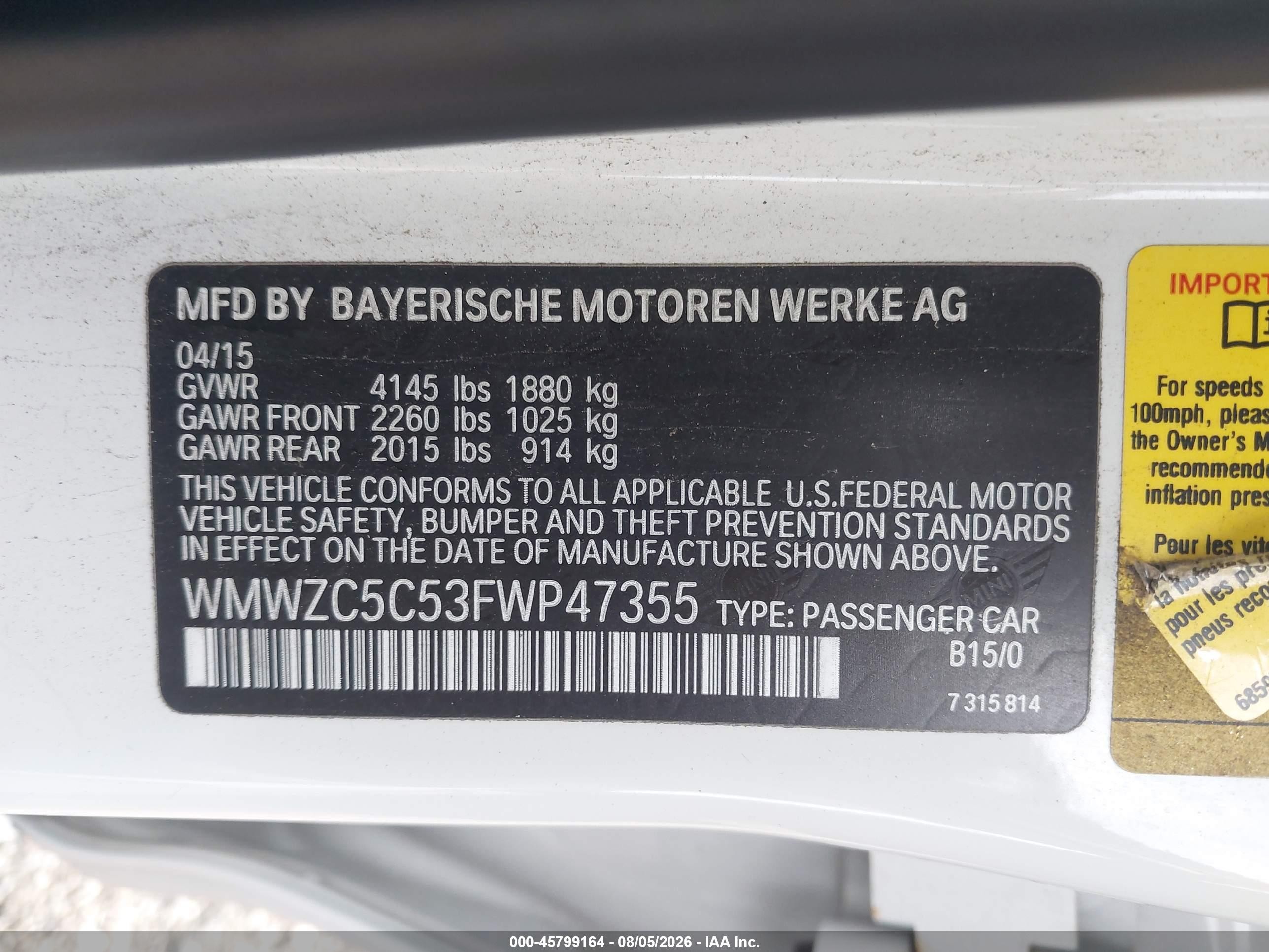 2015 Mini Countryman Cooper S White vin: WMWZC5C53FWP47355