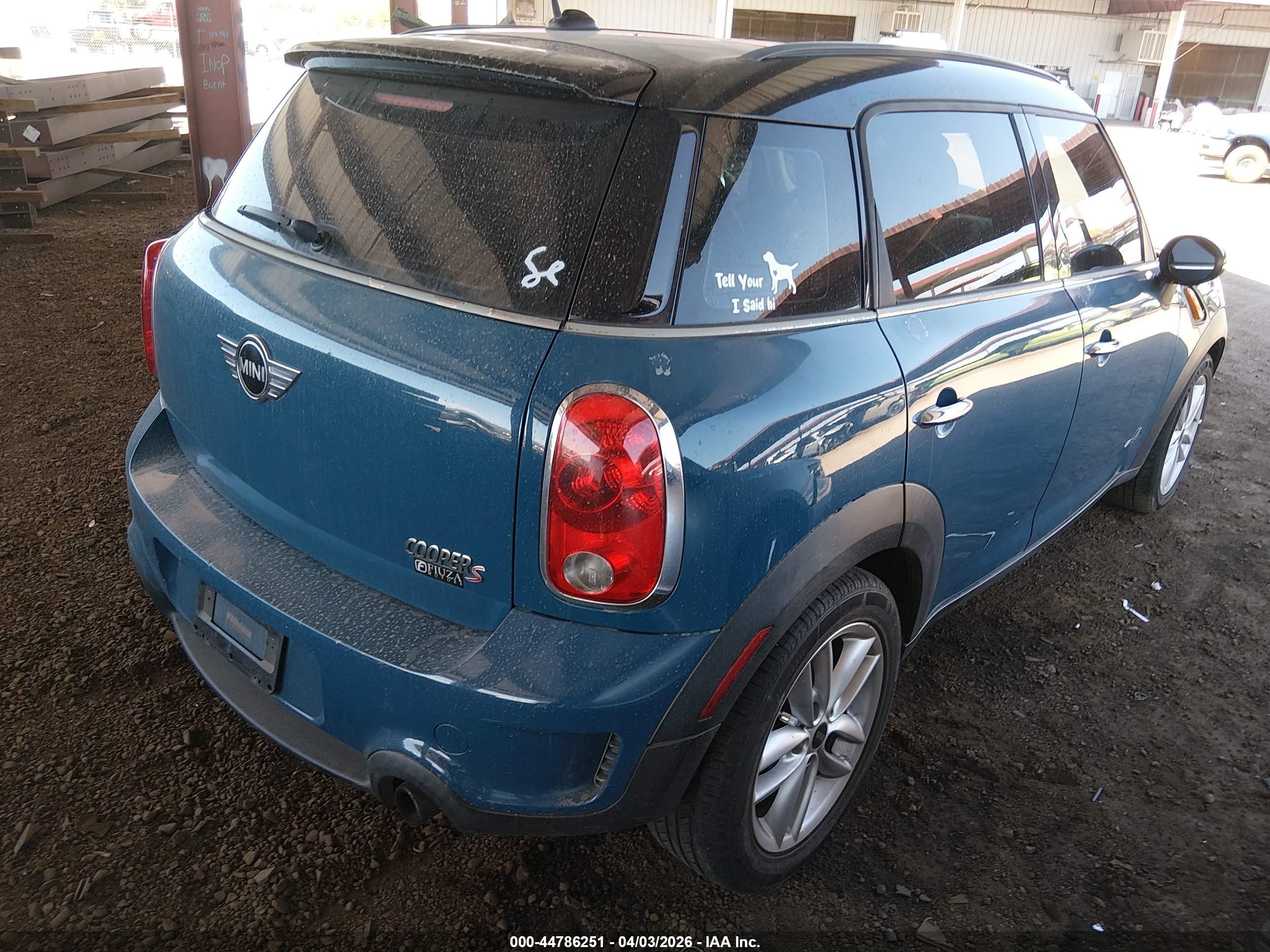 2011 Mini Cooper S Countryman   Blue vin: WMWZC5C54BWM10963
