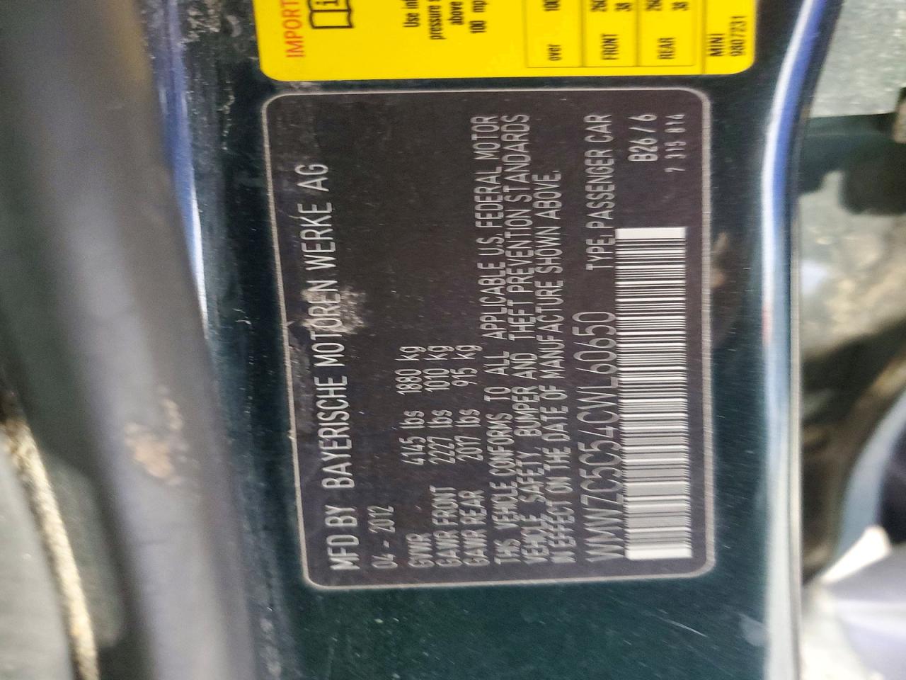 2012 Mini Cooper S Countryman Green vin: WMWZC5C54CWL60650