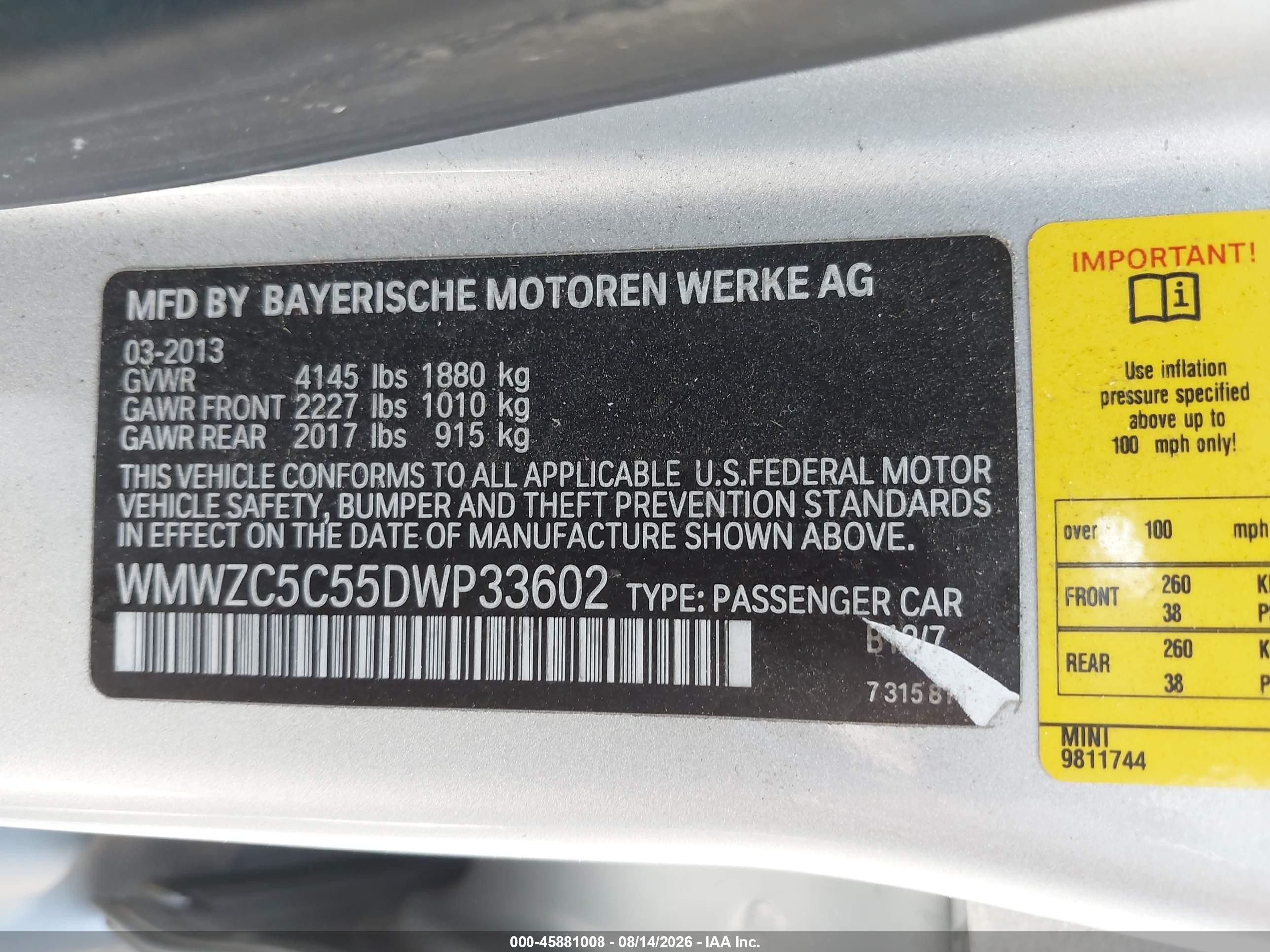 2013 Mini Countryman Cooper S Silver vin: WMWZC5C55DWP33602