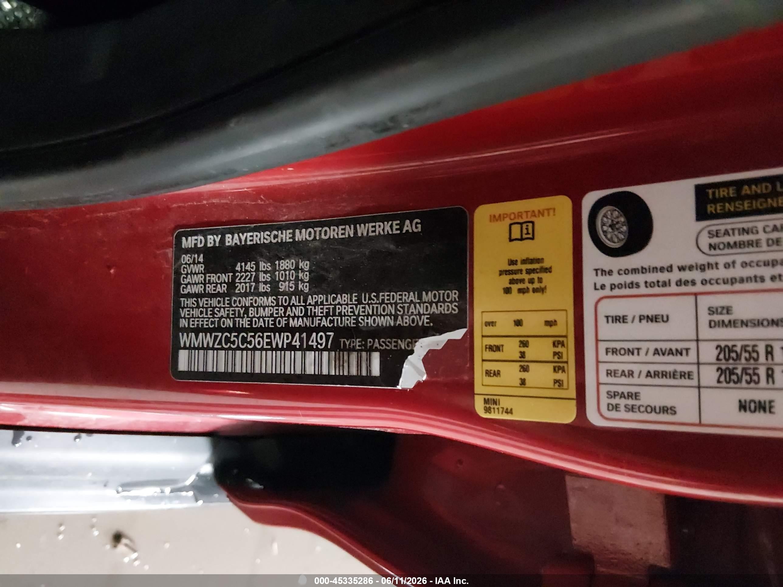 2014 Mini Countryman Cooper S Red vin: WMWZC5C56EWP41497
