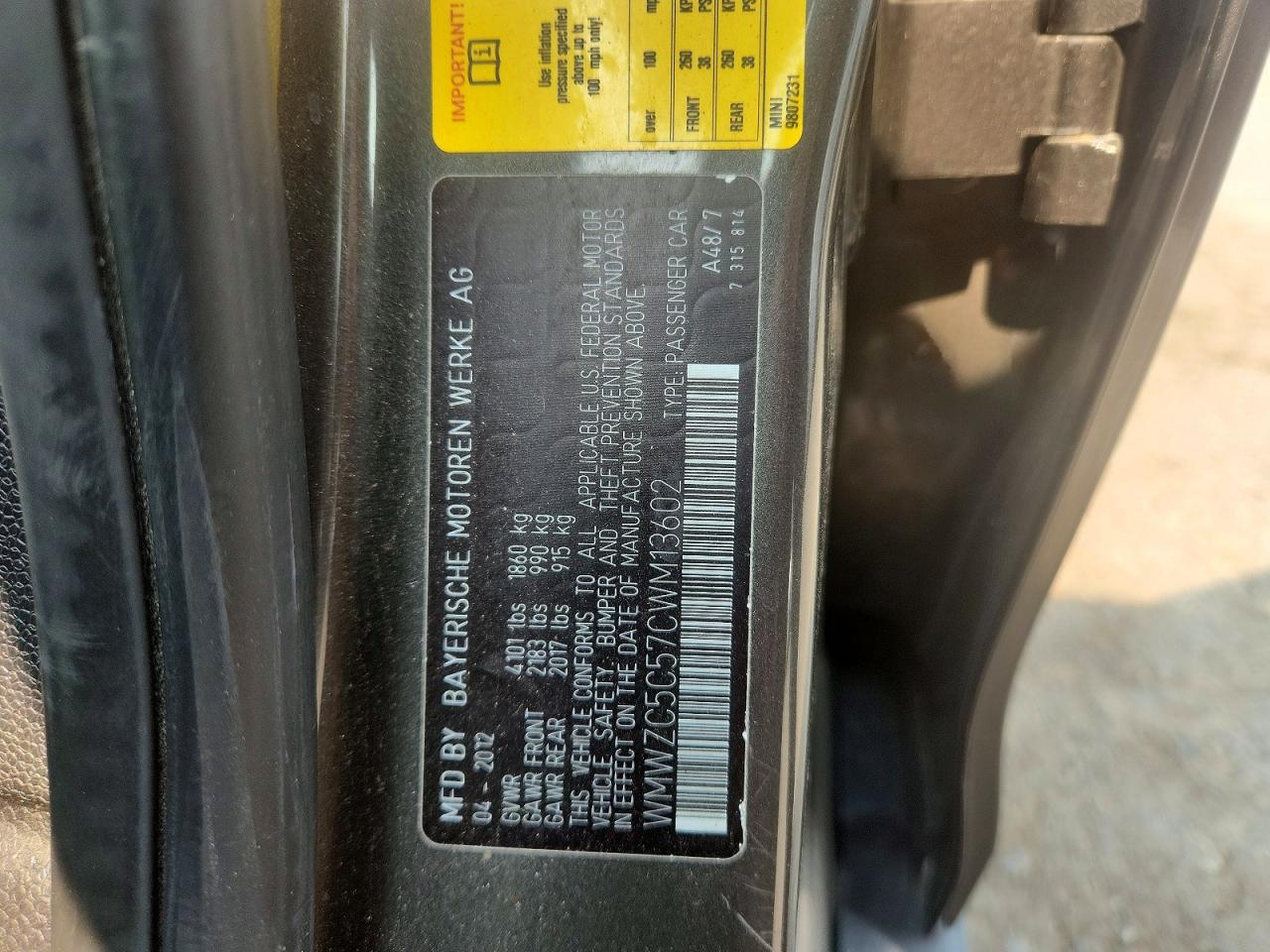 2012 Min Countryman Gray vin: WMWZC5C57CWM13602