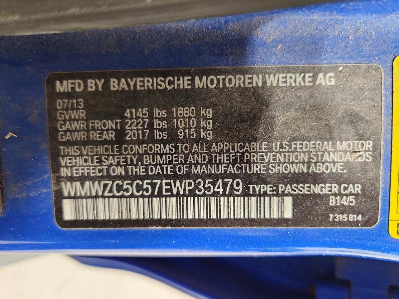 2014 Mini Cooper S Countryman Blue vin: WMWZC5C57EWP35479