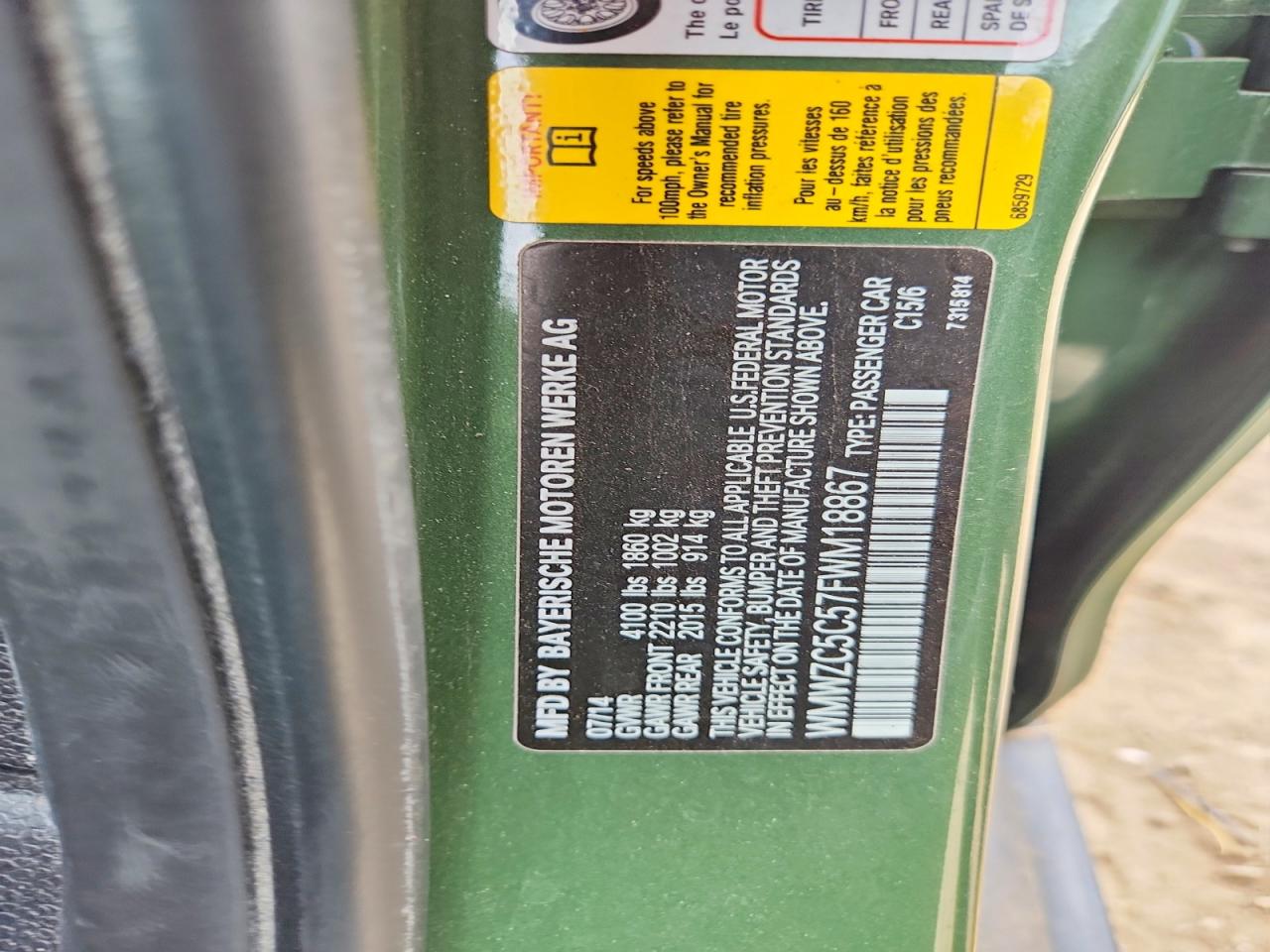 2015 Mini Cooper S Countryman Green vin: WMWZC5C57FWM18867