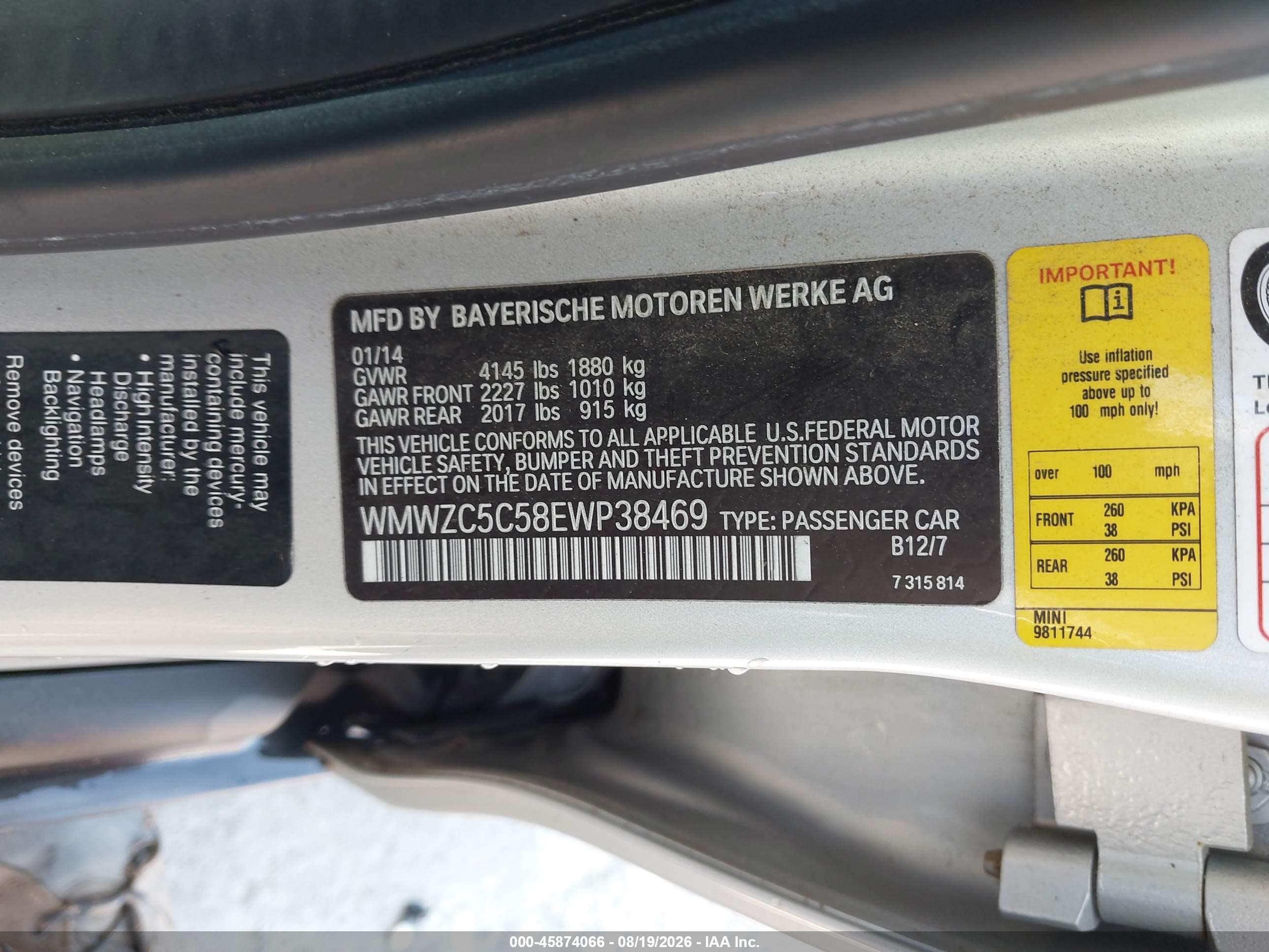 2014 Mini Countryman Cooper S Silver vin: WMWZC5C58EWP38469
