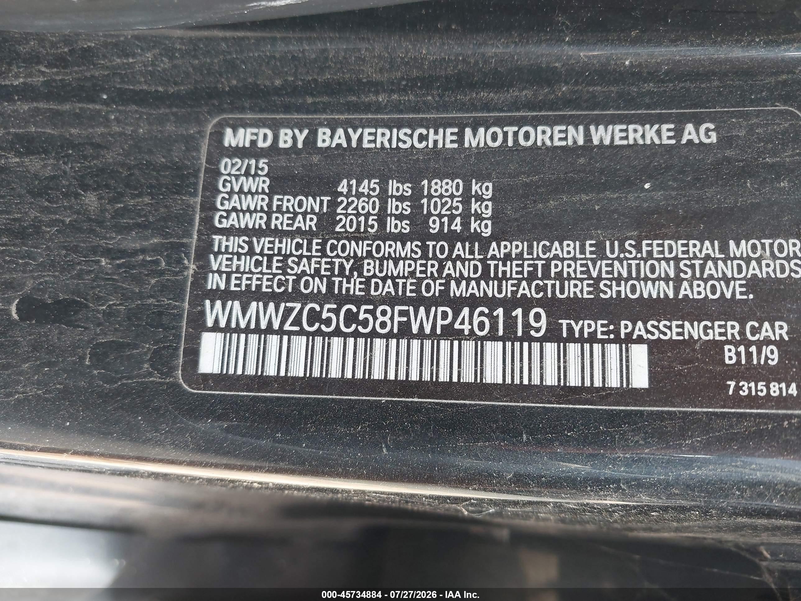 2015 Mini Countryman Cooper S Черный vin: WMWZC5C58FWP46119