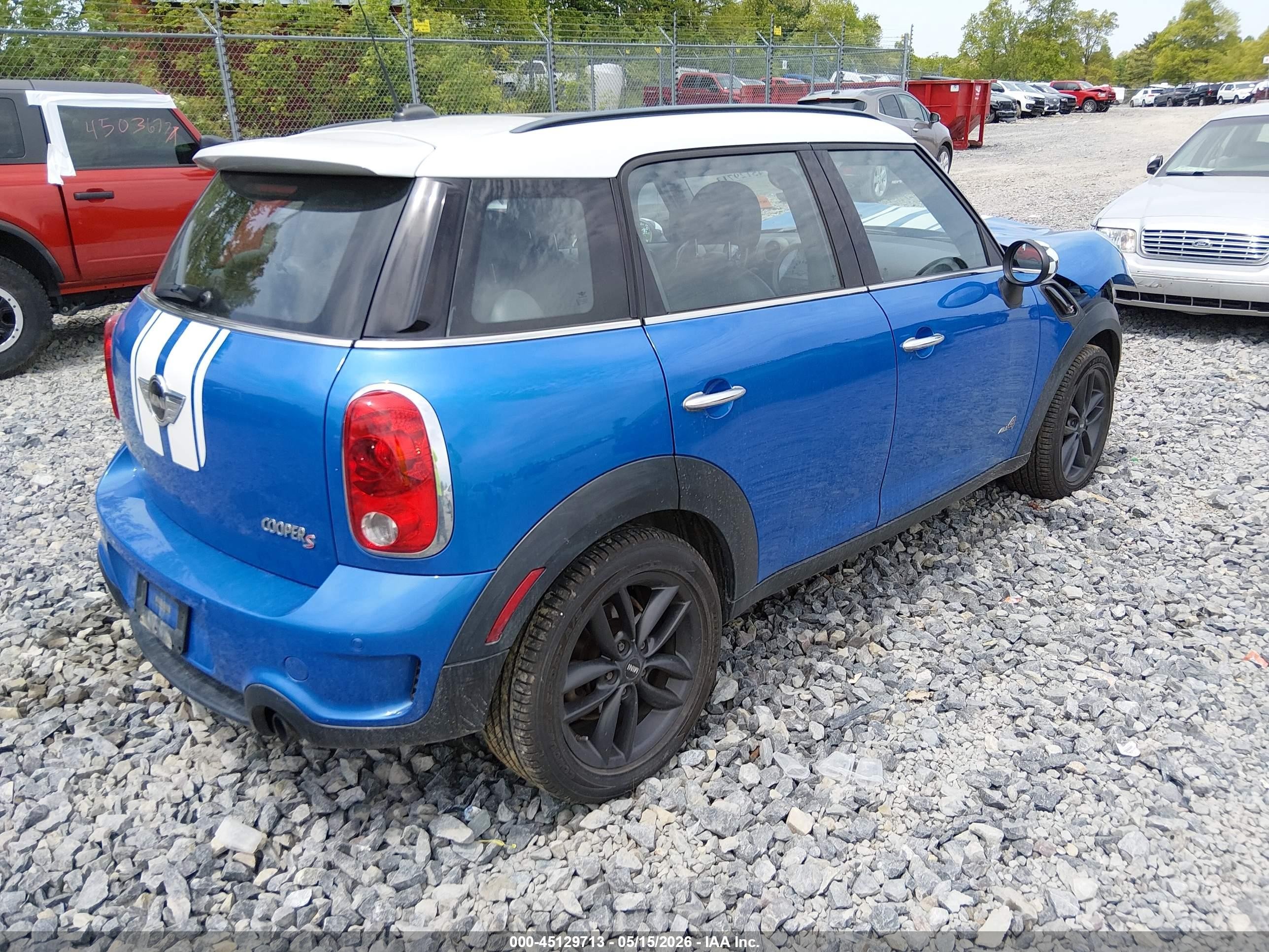 2012 Mini Cooper S Countryman   Blue vin: WMWZC5C59CWL58554