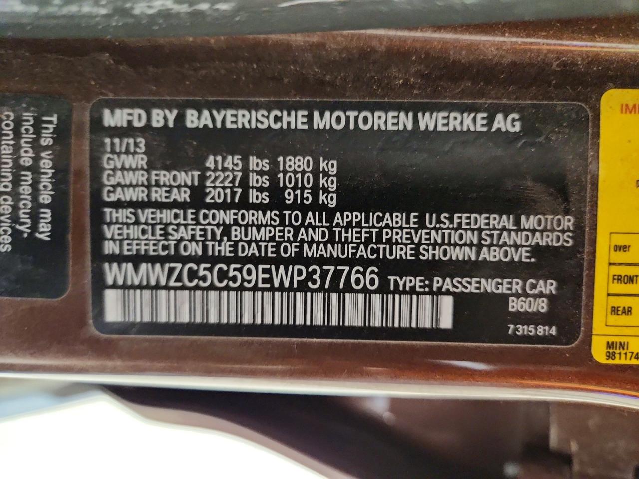 2014 Mini Cooper S Countryman Brown vin: WMWZC5C59EWP37766