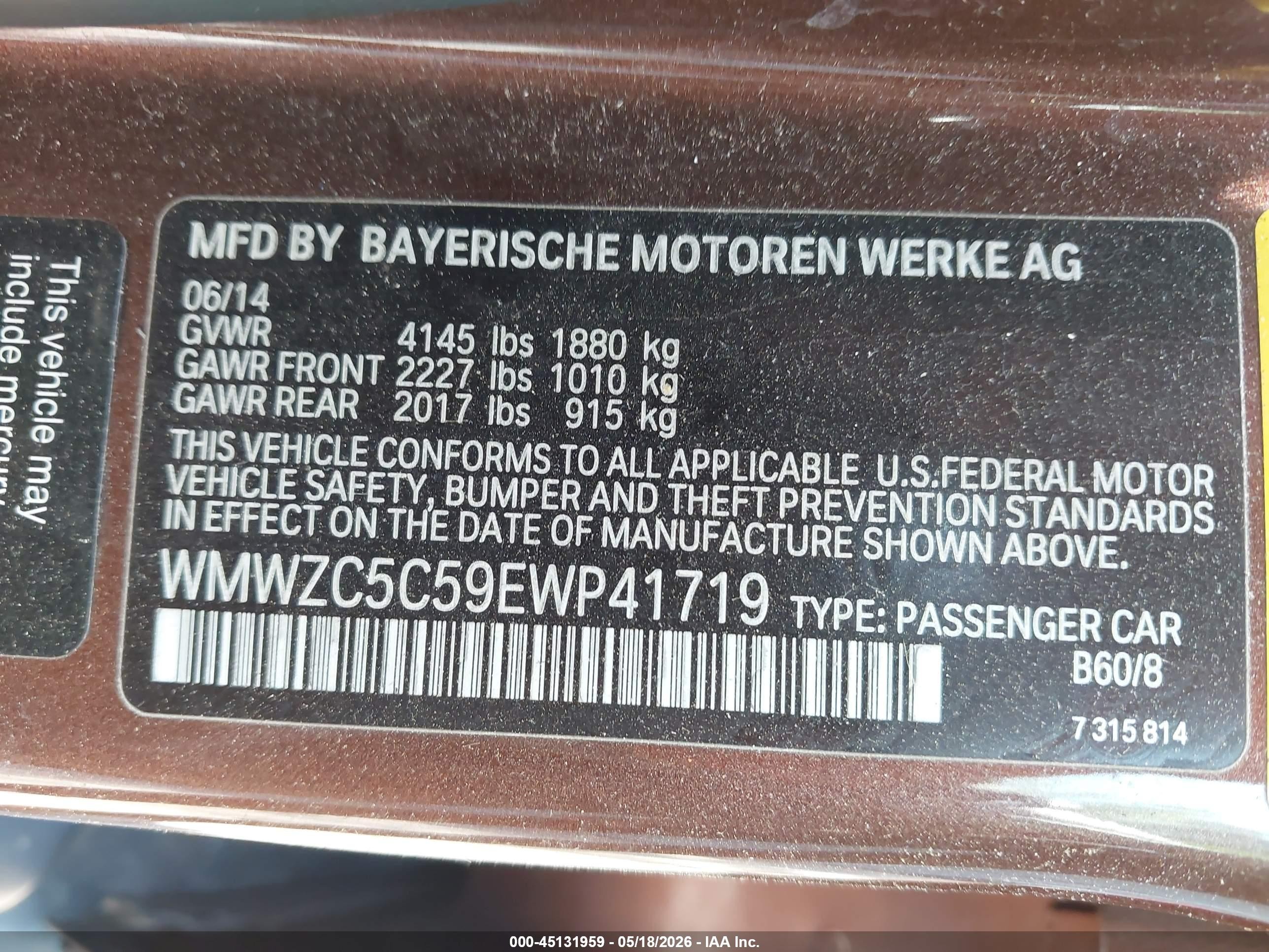 2014 Mini Countryman Cooper S Brown vin: WMWZC5C59EWP41719