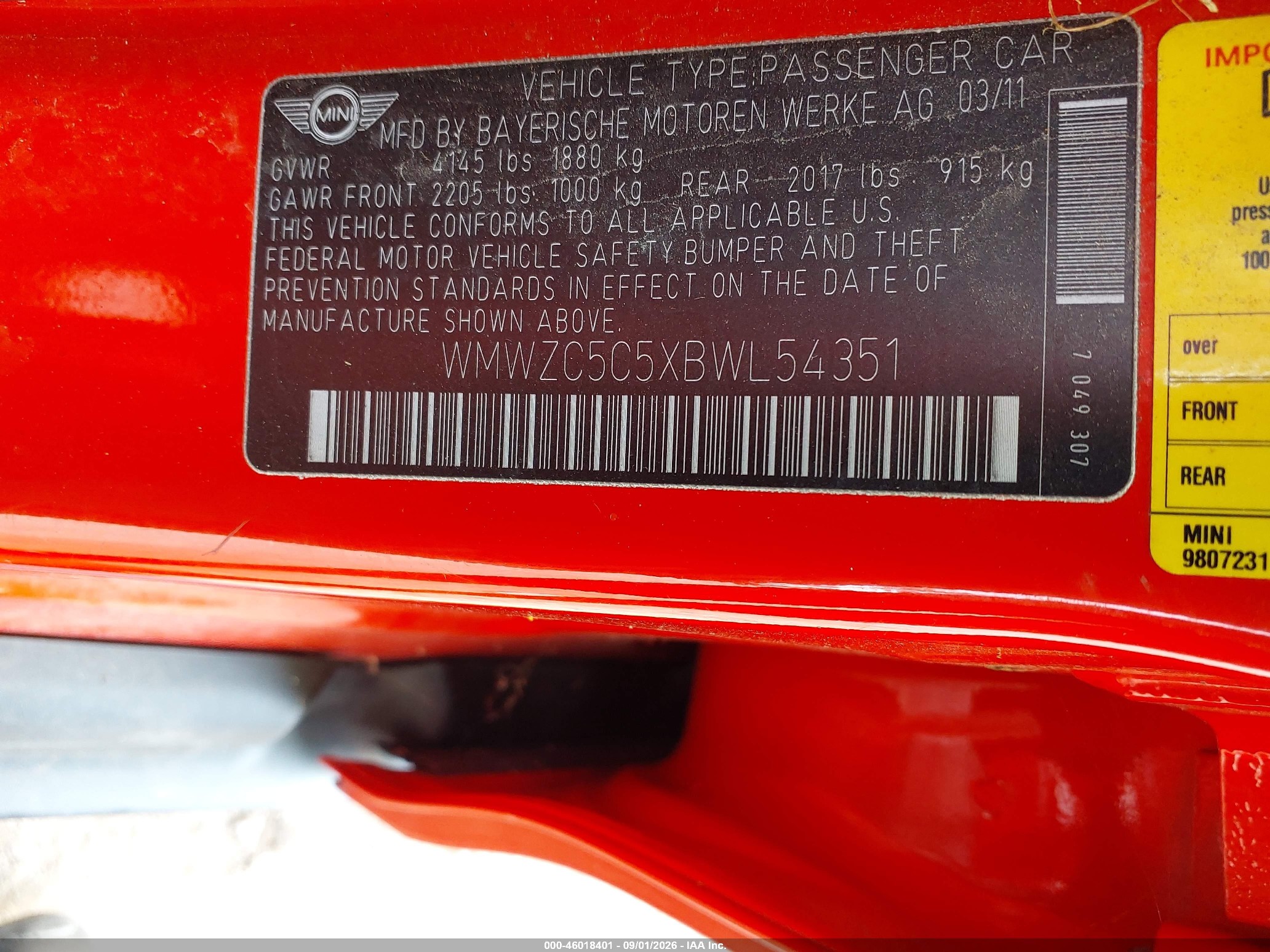 2011 Mini Cooper S Countryman   Red vin: WMWZC5C5XBWL54351