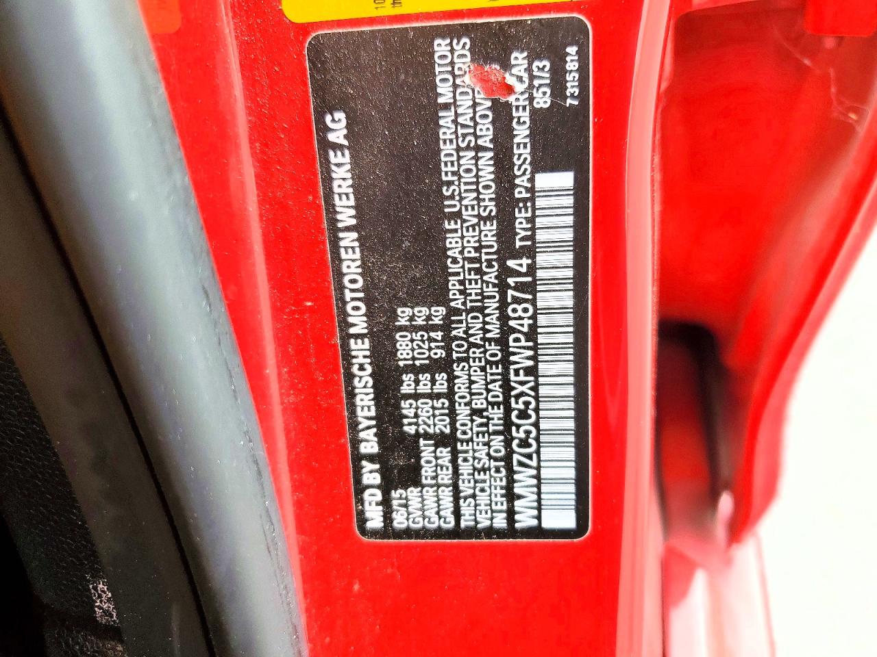 2015 Mini Cooper S Countryman Red vin: WMWZC5C5XFWP48714