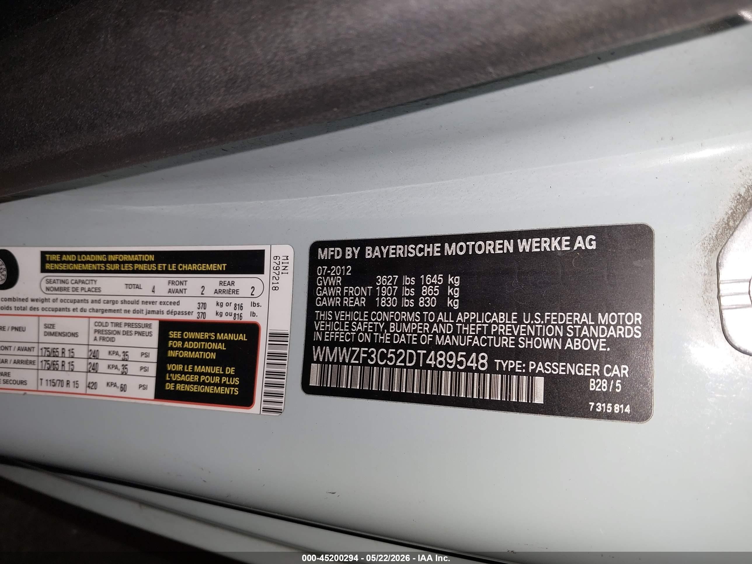 2013 Mini Clubman Cooper Blue vin: WMWZF3C52DT489548