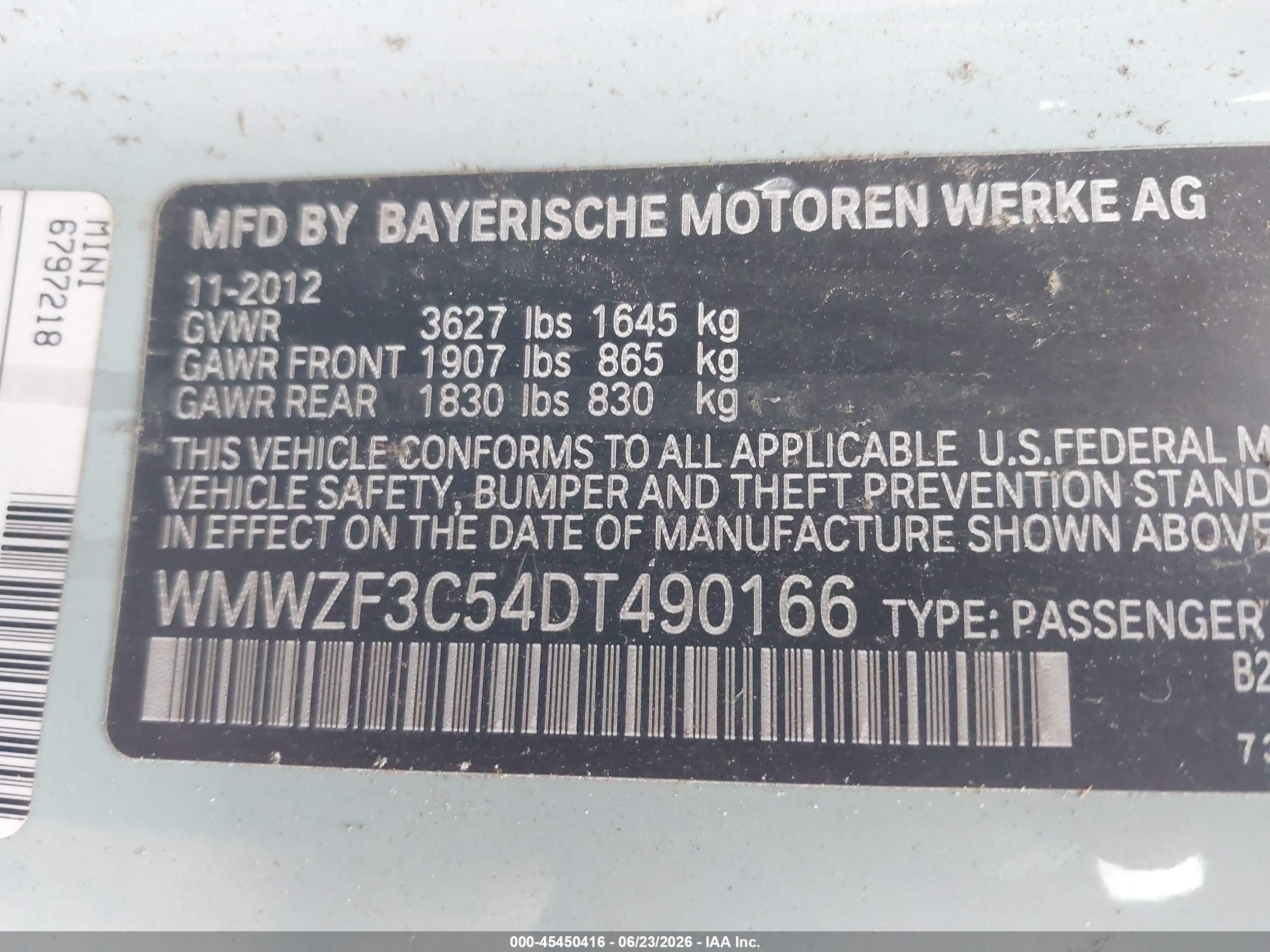 2013 Mini Clubman Cooper Light Blue vin: WMWZF3C54DT490166