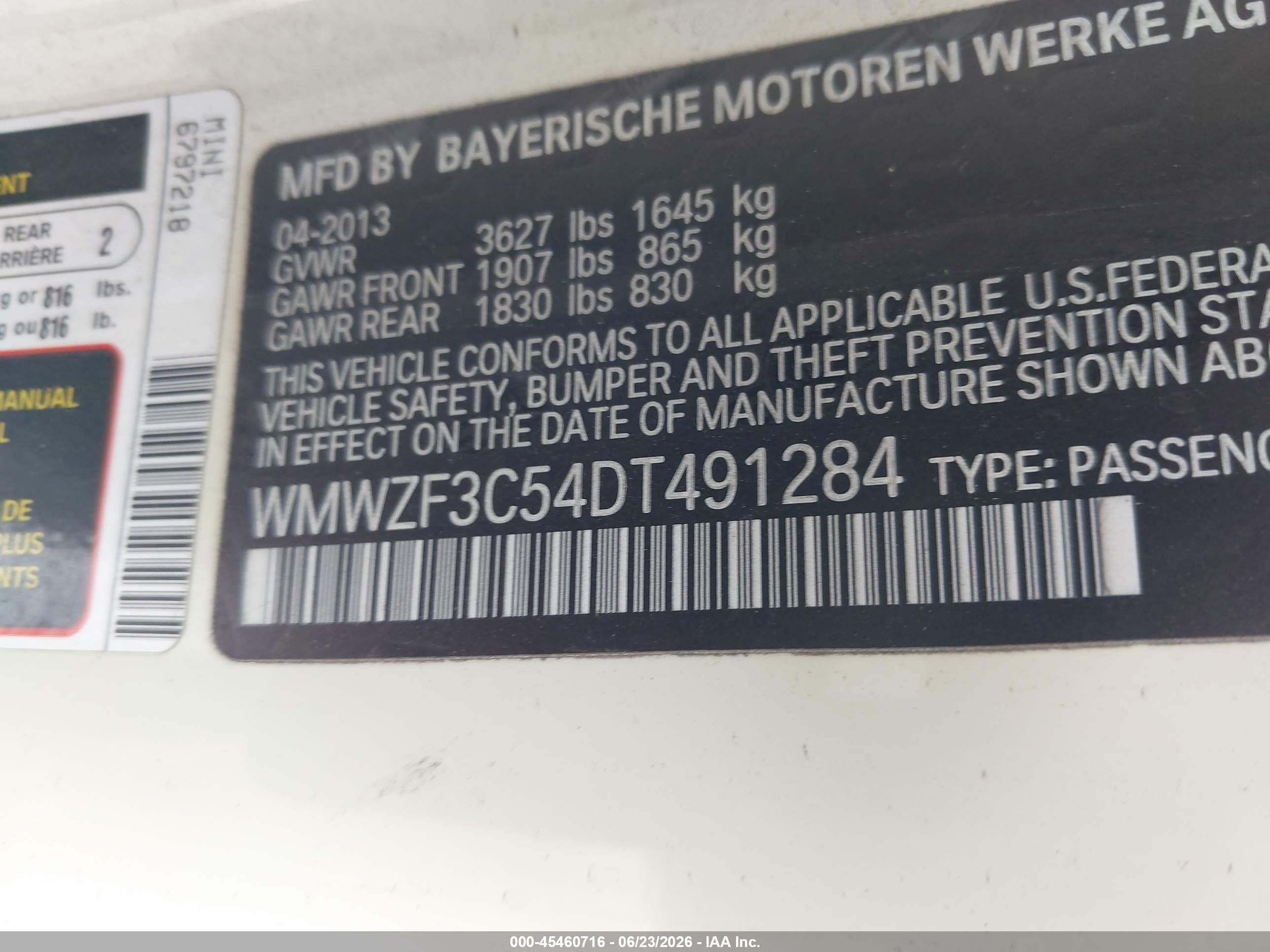 2013 Mini Clubman Cooper Белый vin: WMWZF3C54DT491284