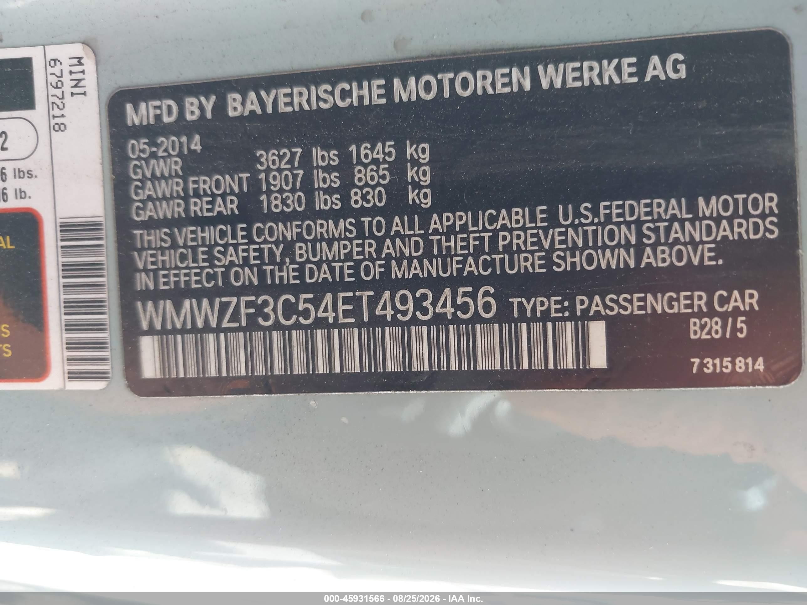 2014 Mini Clubman Cooper Teal vin: WMWZF3C54ET493456