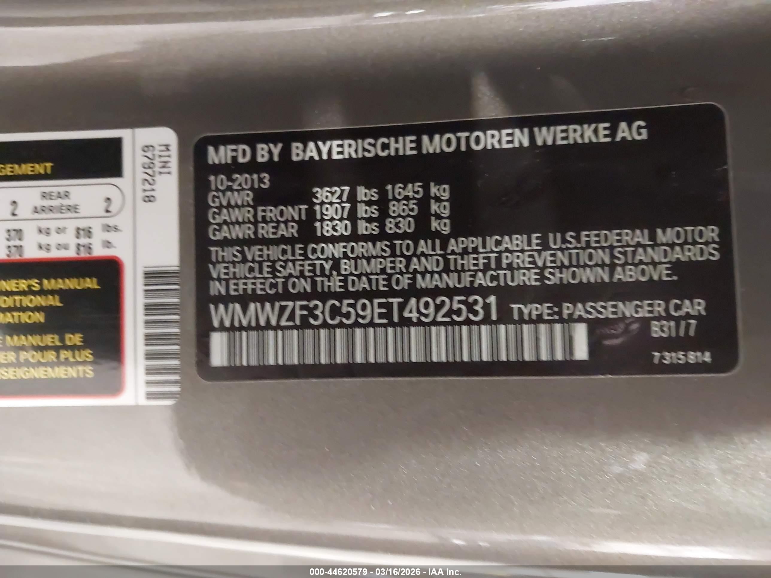 2014 Mini Clubman Cooper Gray vin: WMWZF3C59ET492531
