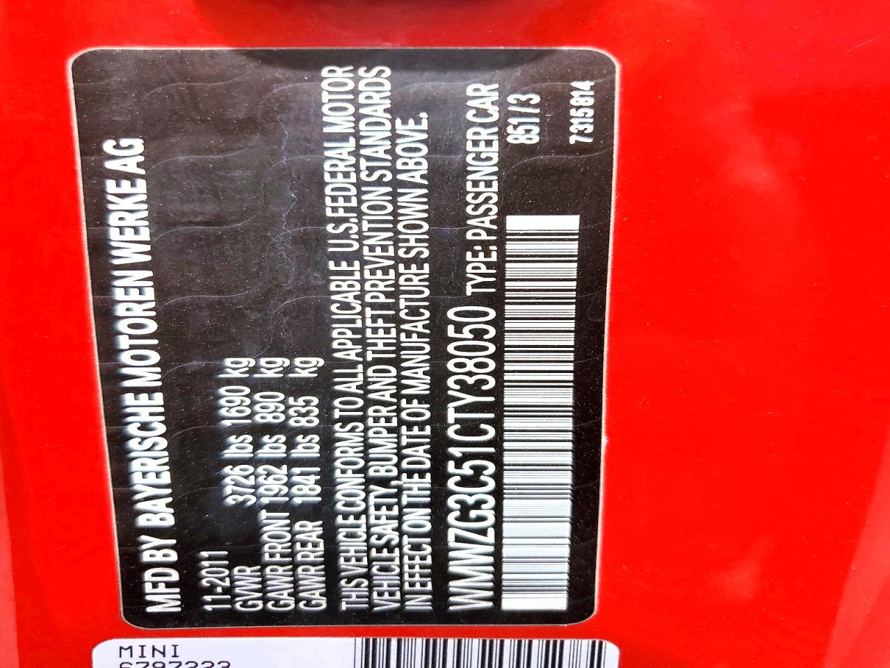 2012 Mini Cooper S Clubman Red vin: WMWZG3C51CTY38050