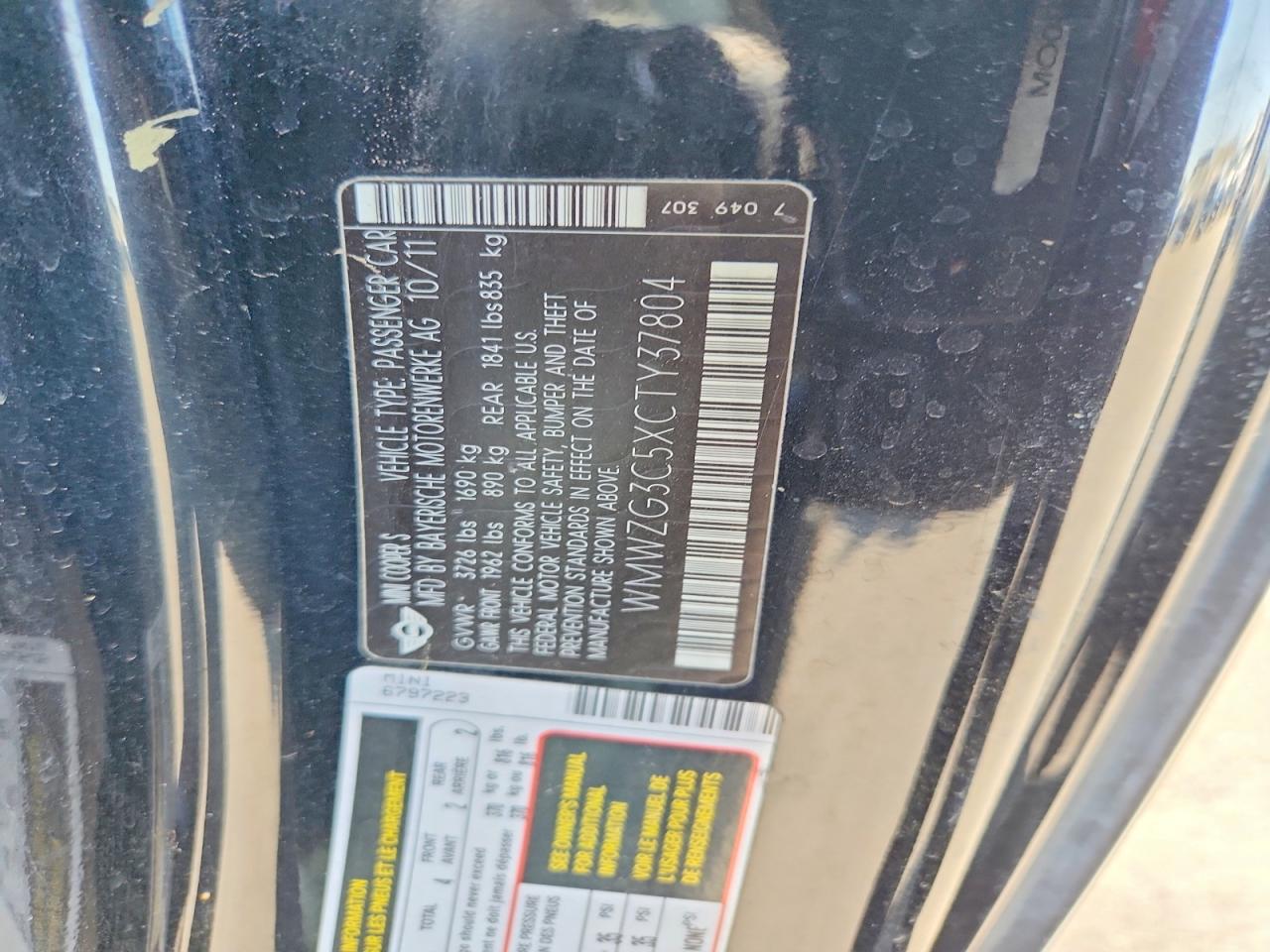 2012 Mini Cooper S Clubman Black vin: WMWZG3C5XCTY37804