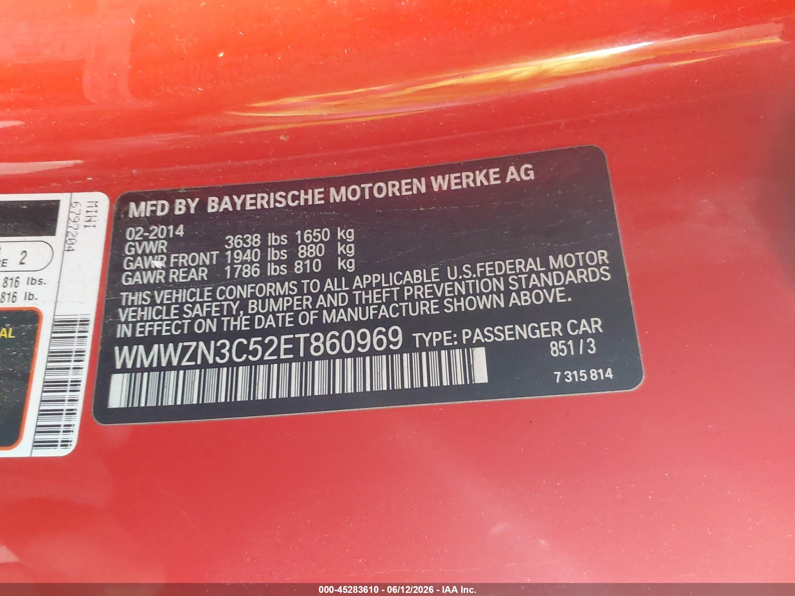 2014 Mini Convertible Cooper Red vin: WMWZN3C52ET860969