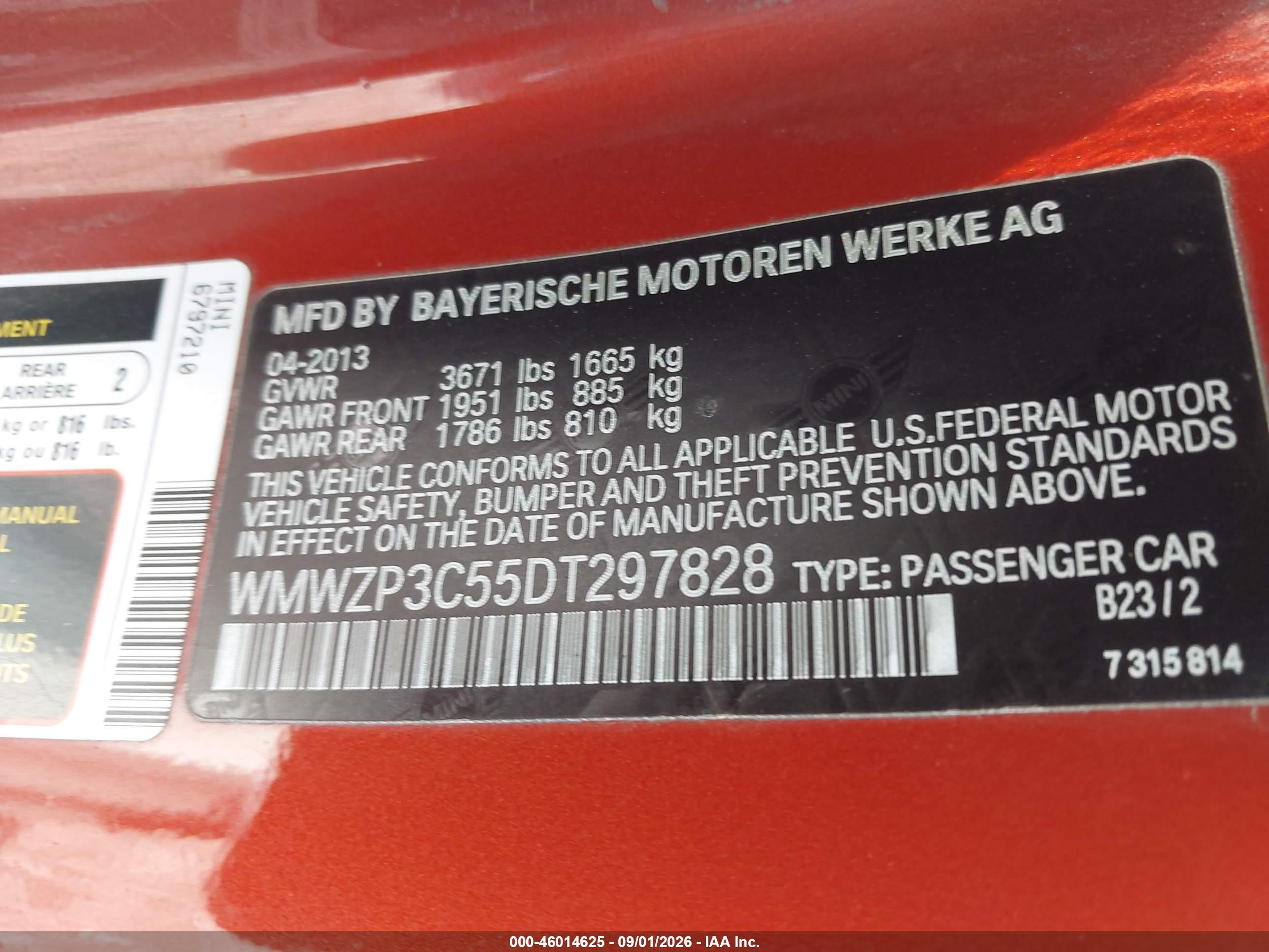2013 Mini Convertible Cooper S Orange vin: WMWZP3C55DT297828
