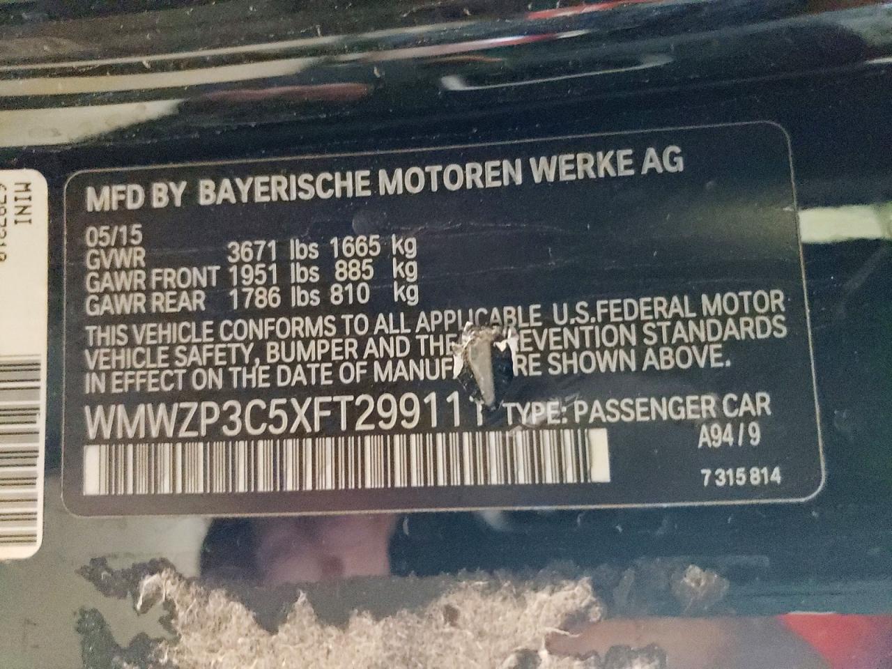 2015 Mini Cooper S Black vin: WMWZP3C5XFT299111