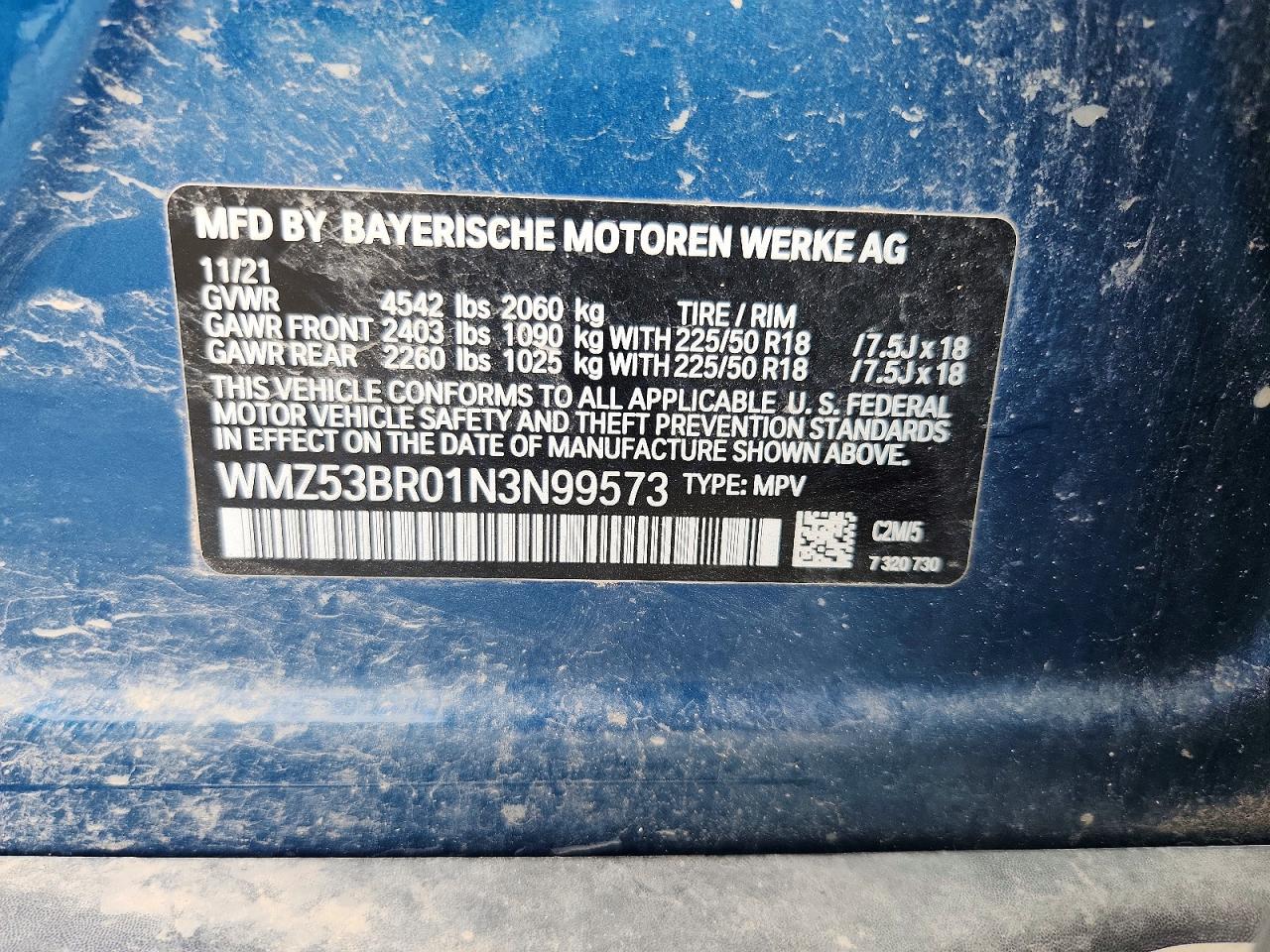 2022 Mini Cooper S Countryman Blue vin: WMZ53BR01N3N99573